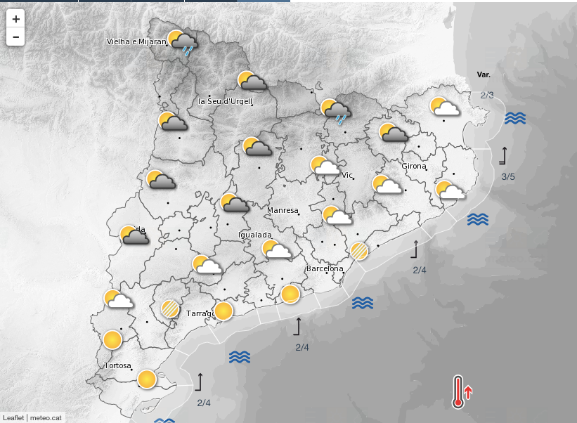 Imatge de la dicotomia meteorològica a Catalunya: Pluja i sol / Meteocat