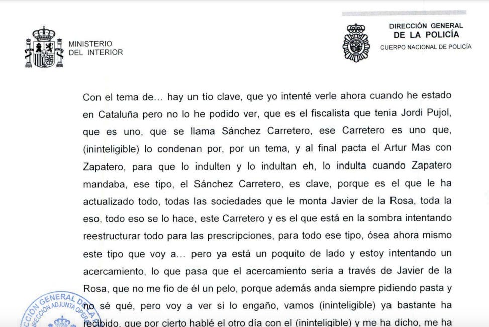 Parto del atestado policial donde recoge la información que Villarejo guardaba sobre las saunas del suegro de Pedro Sánchez/Quico Sallés