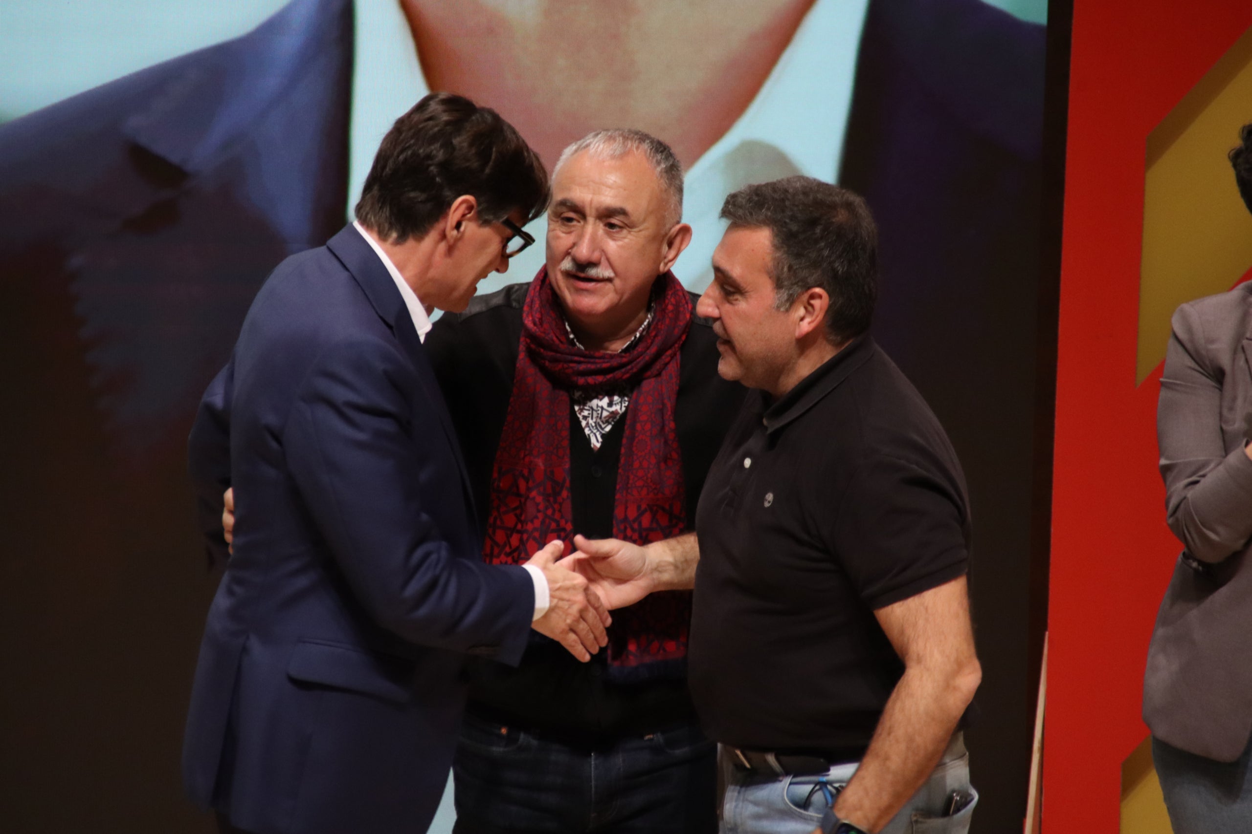 Salvador Illa, Pepe Álvarez  i Matías Carnero/ACN