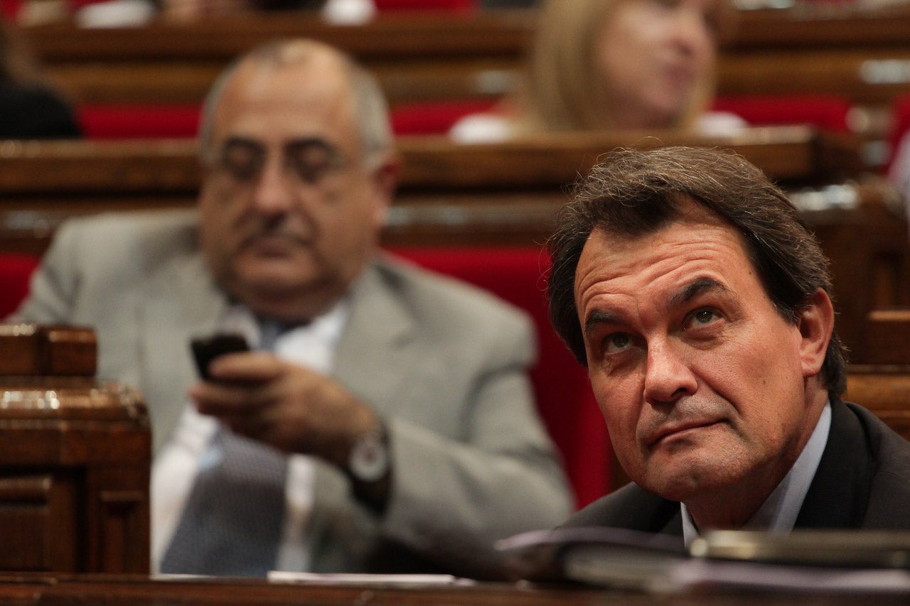 Artur Mas amb Quim Nadal, durant la primera legislatura del convergent com a president/Parlament