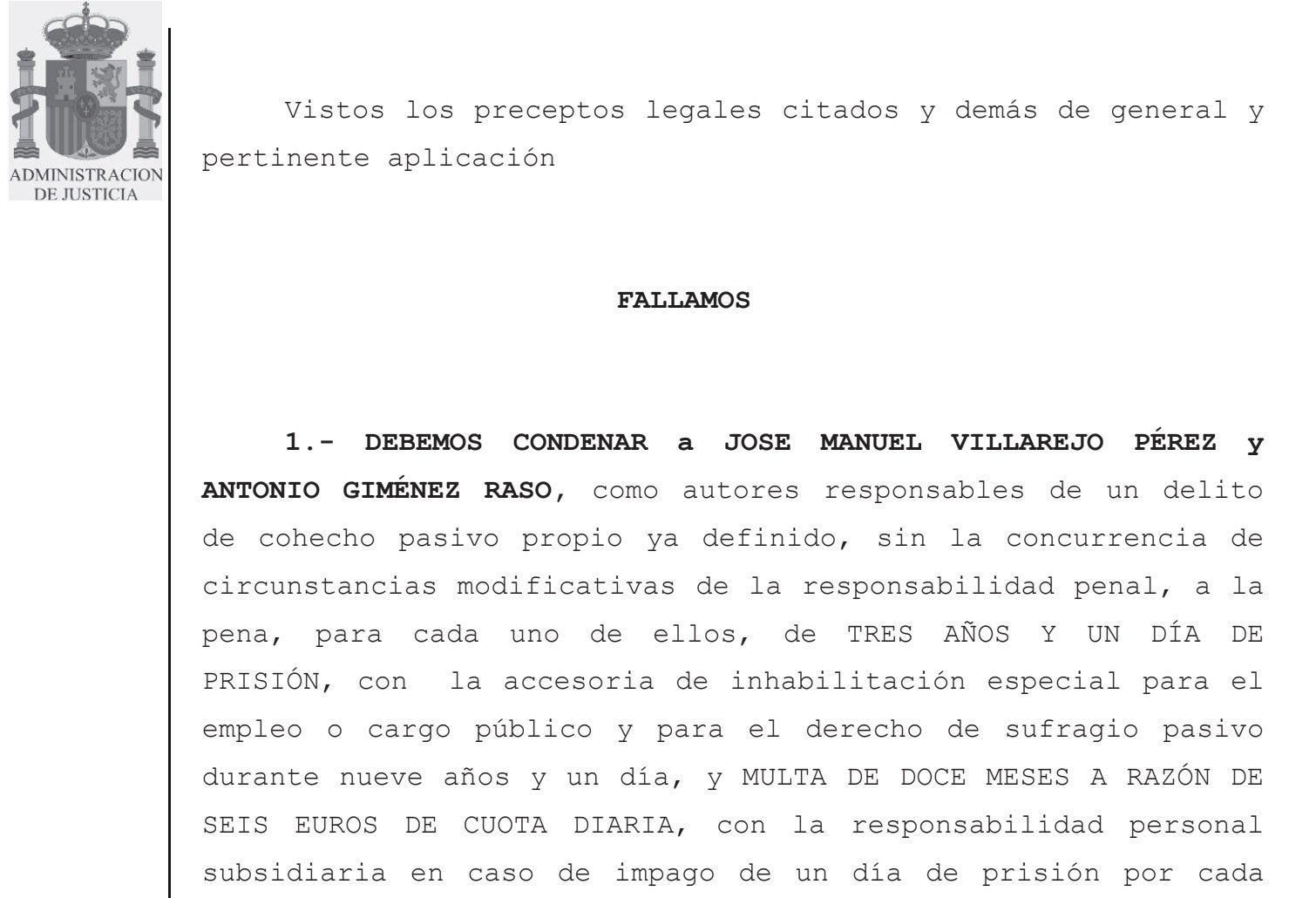 Part de la sentència del cas Kiss contra Planeta de la macrocausa Tàndem