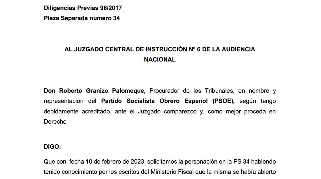 Escrit demanat pel PSOE per desclassificar els àudios incoporats a la causa Tàndem/QS