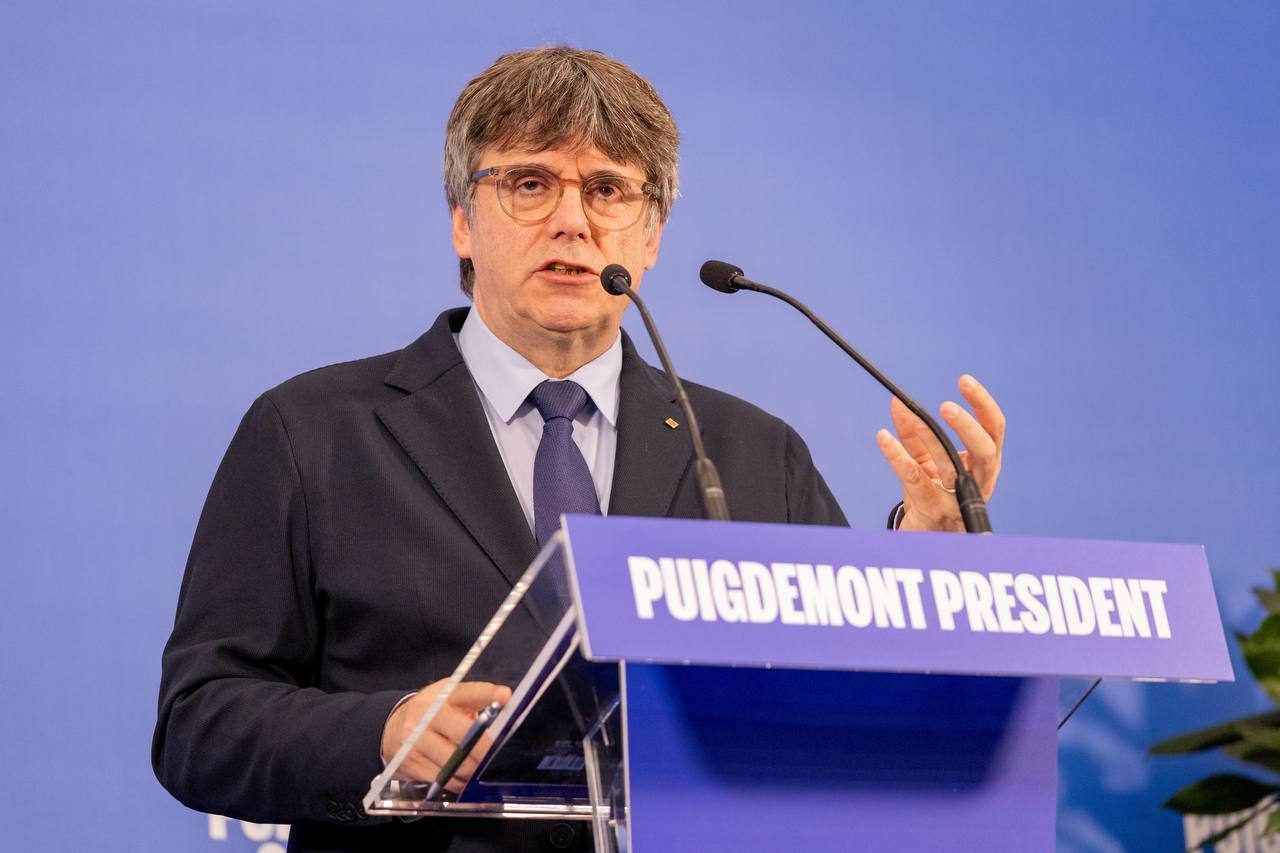 El candidat de Junts+, Carles Puigdemont, en un acte a Argelers / Junts+