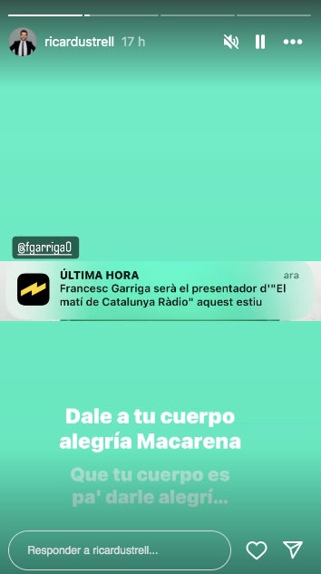 Ricard Ustrell celebra el nomenament del company per a l'estiu - Instagram