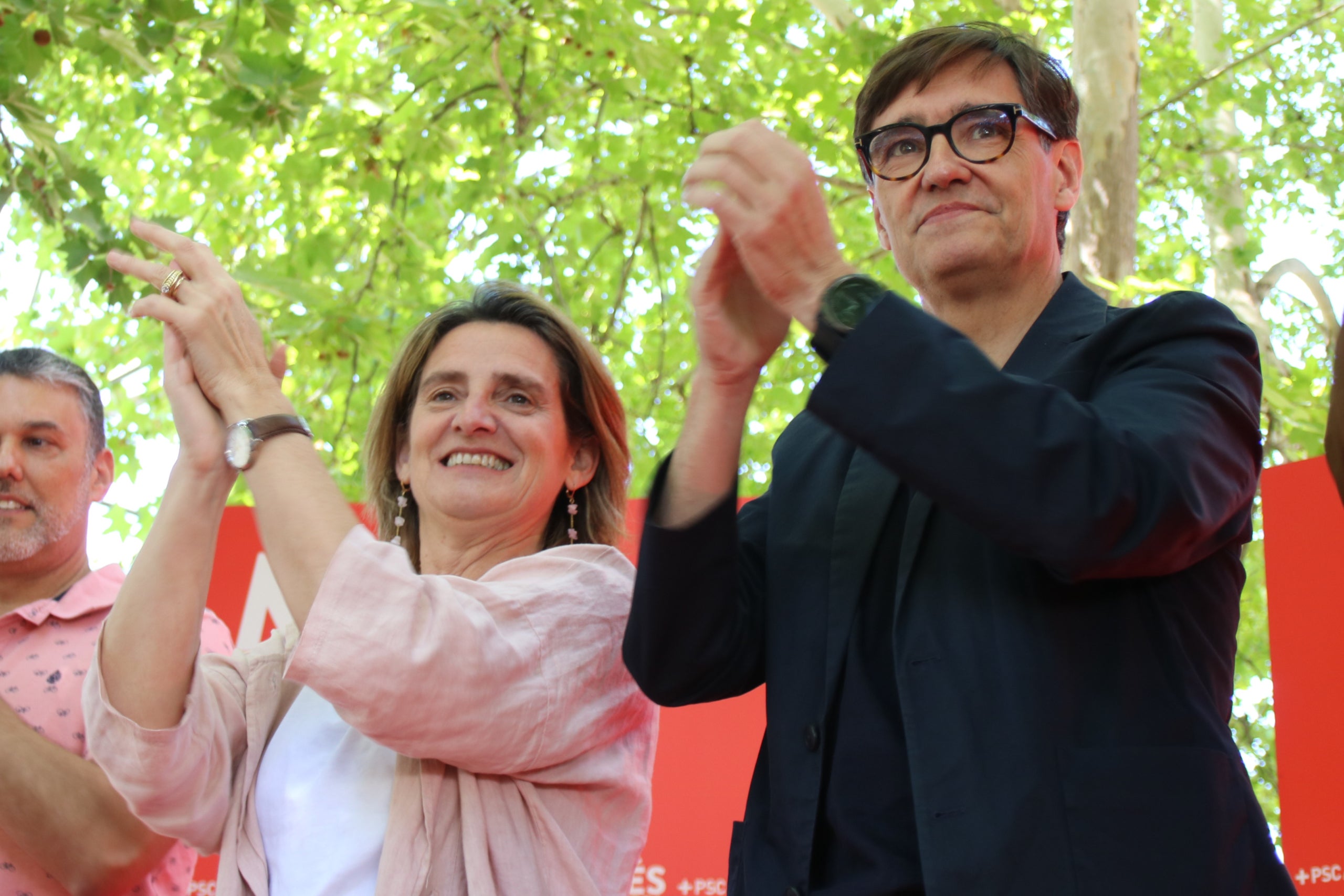 La candidata socialista a les eleccions europees, Teresa Ribera, amb el líder del PSC, Salvador Illa / ACN
