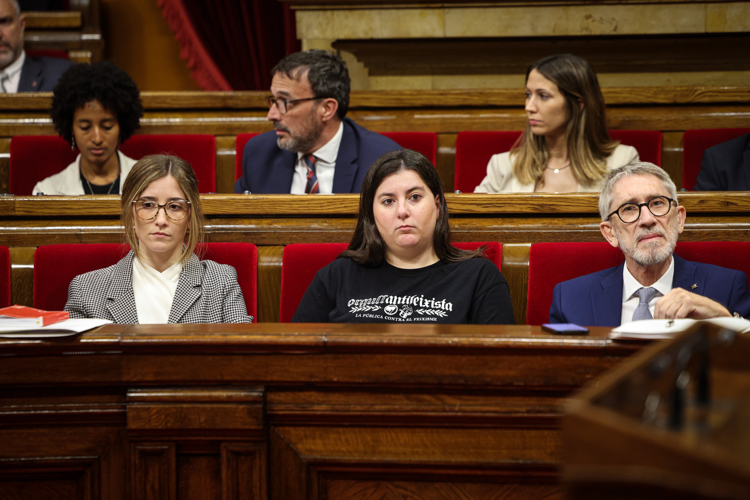 Agustí Colomines, a l'esquerra, Júlia Calvet, Mar Bessas i Agustí Colomines/Jordi Borràs