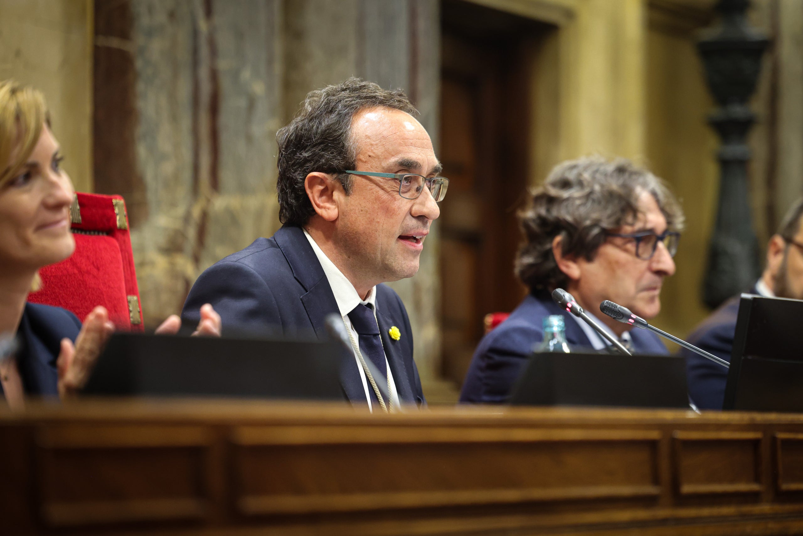 El president del Parlament, Josep Rull, pronuncia el seu primer discurs com a president després de ser escollit / Jordi Borràs / ACN