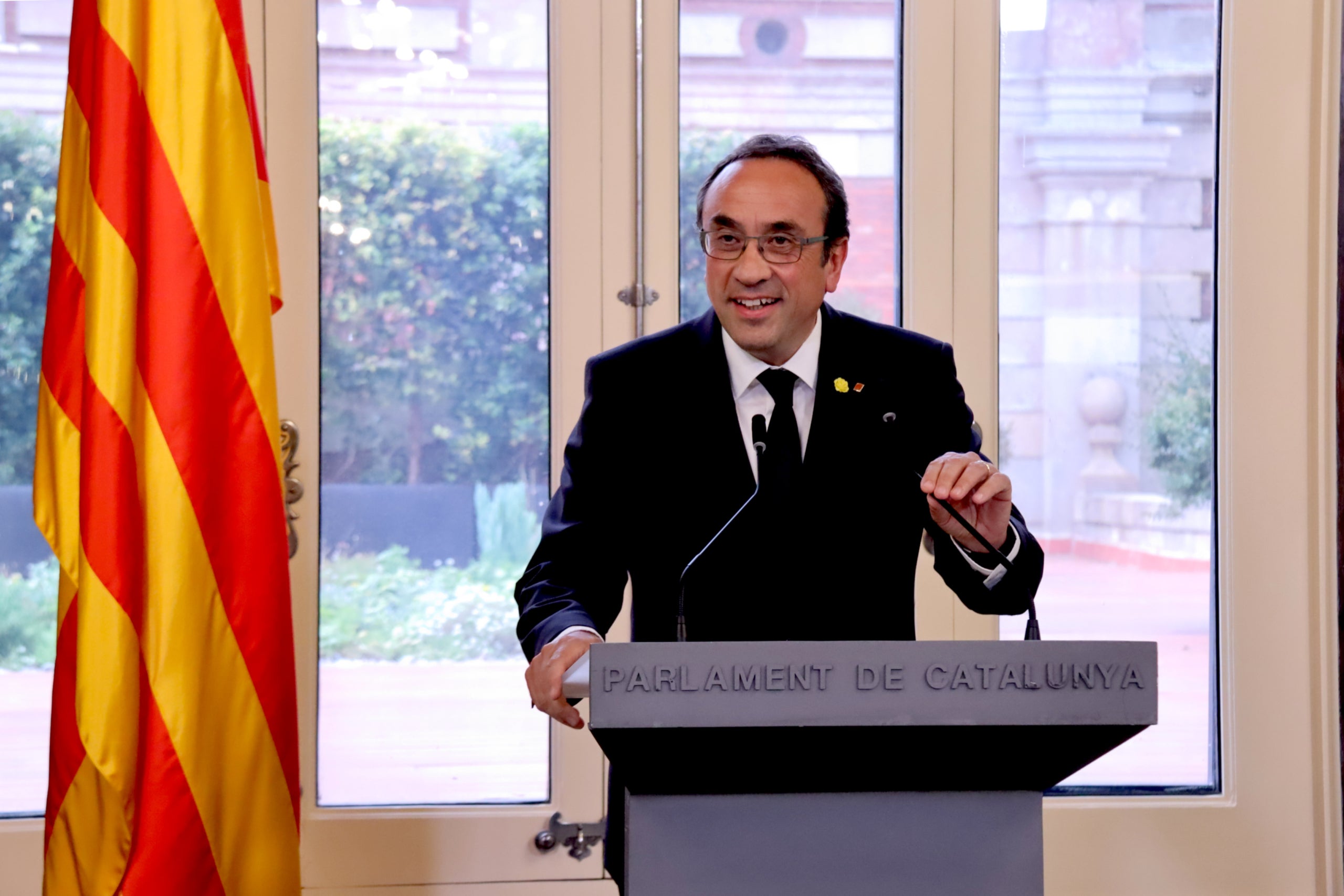 El president del Parlament, Josep Rull, compareix després de la ronda de consultes per la investidura / Marta Sierra / ACN
