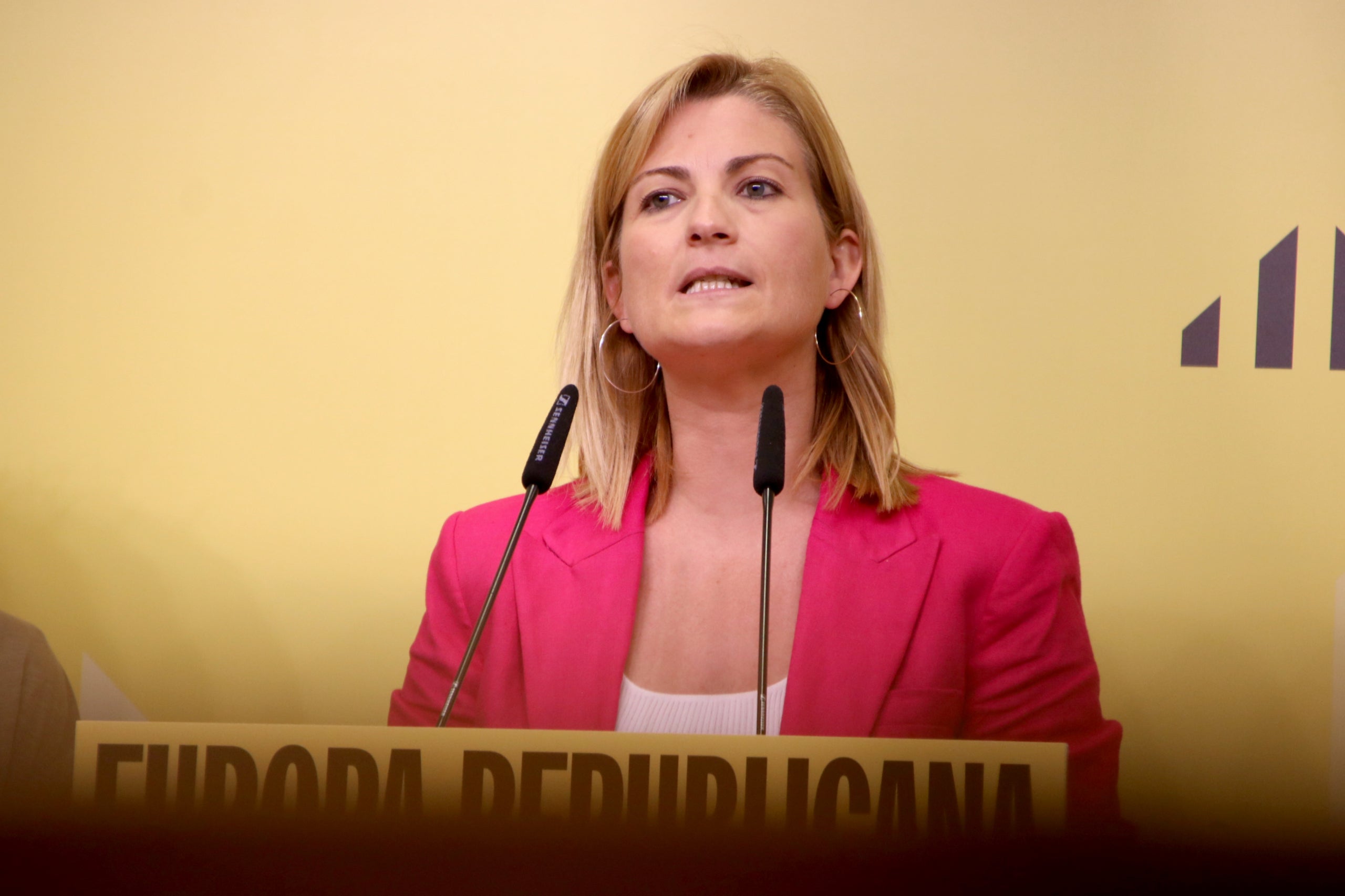 La portaveu nacional d'ERC, Raquel Sans, durant uan roda de premsa / ACN