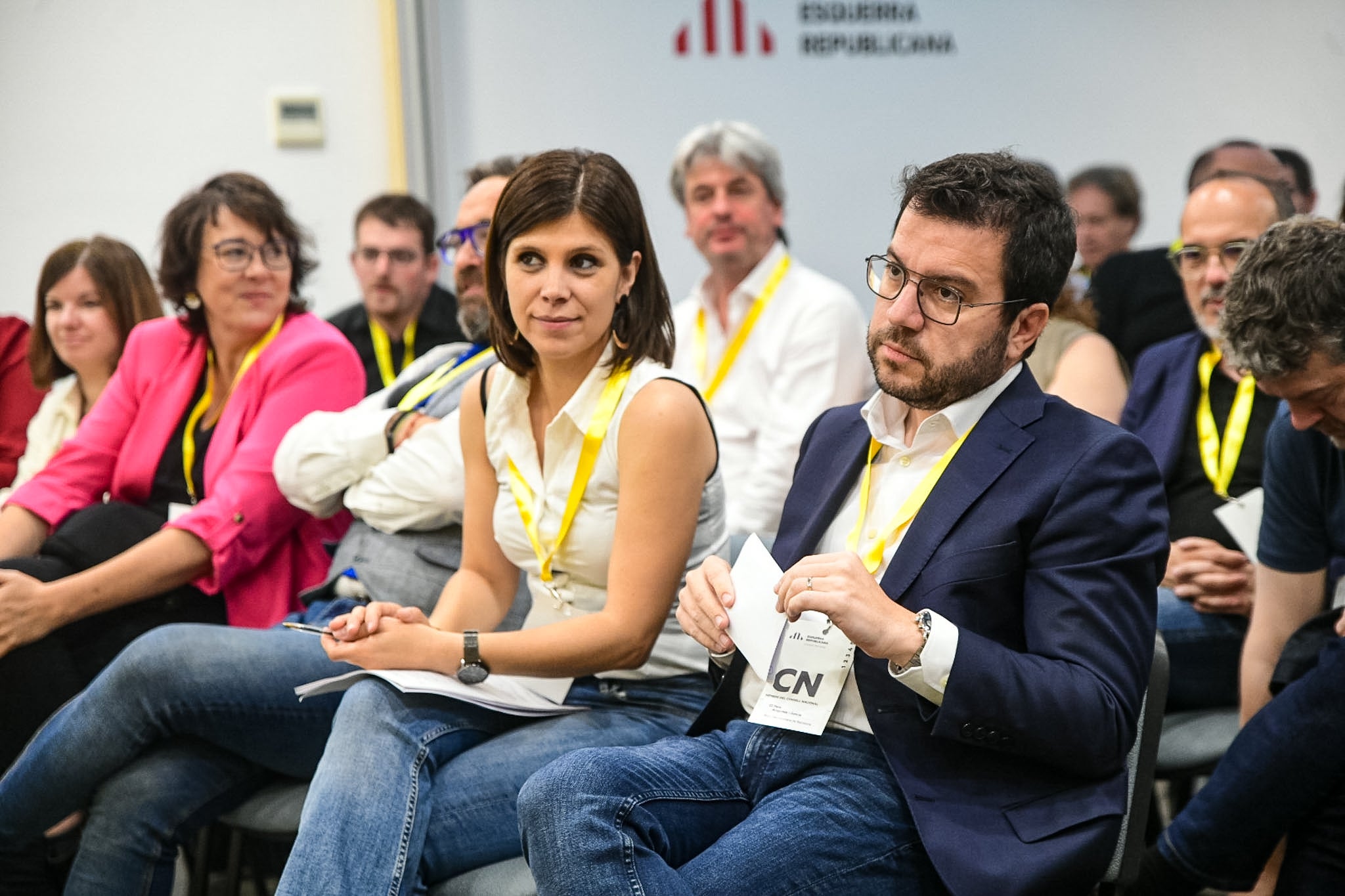 Pere Aragonès i Marta Vilalta, en el consell nacional d'ERC d'aquest matí/Marc Puig