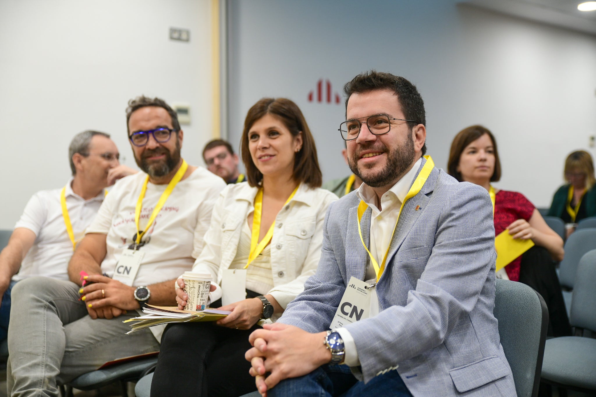 Juli Fernàndez, Marta Vilalta i Pere Aragonès, al consell nacional d'aquest matí/Marc Puig