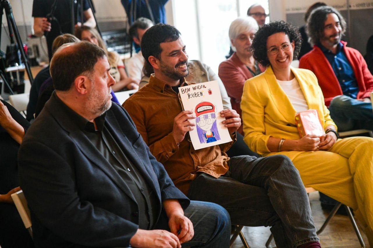Oriol Junqueras, Ruben Wagensberg y Marta Rovira en Suiza/Marc Puig
