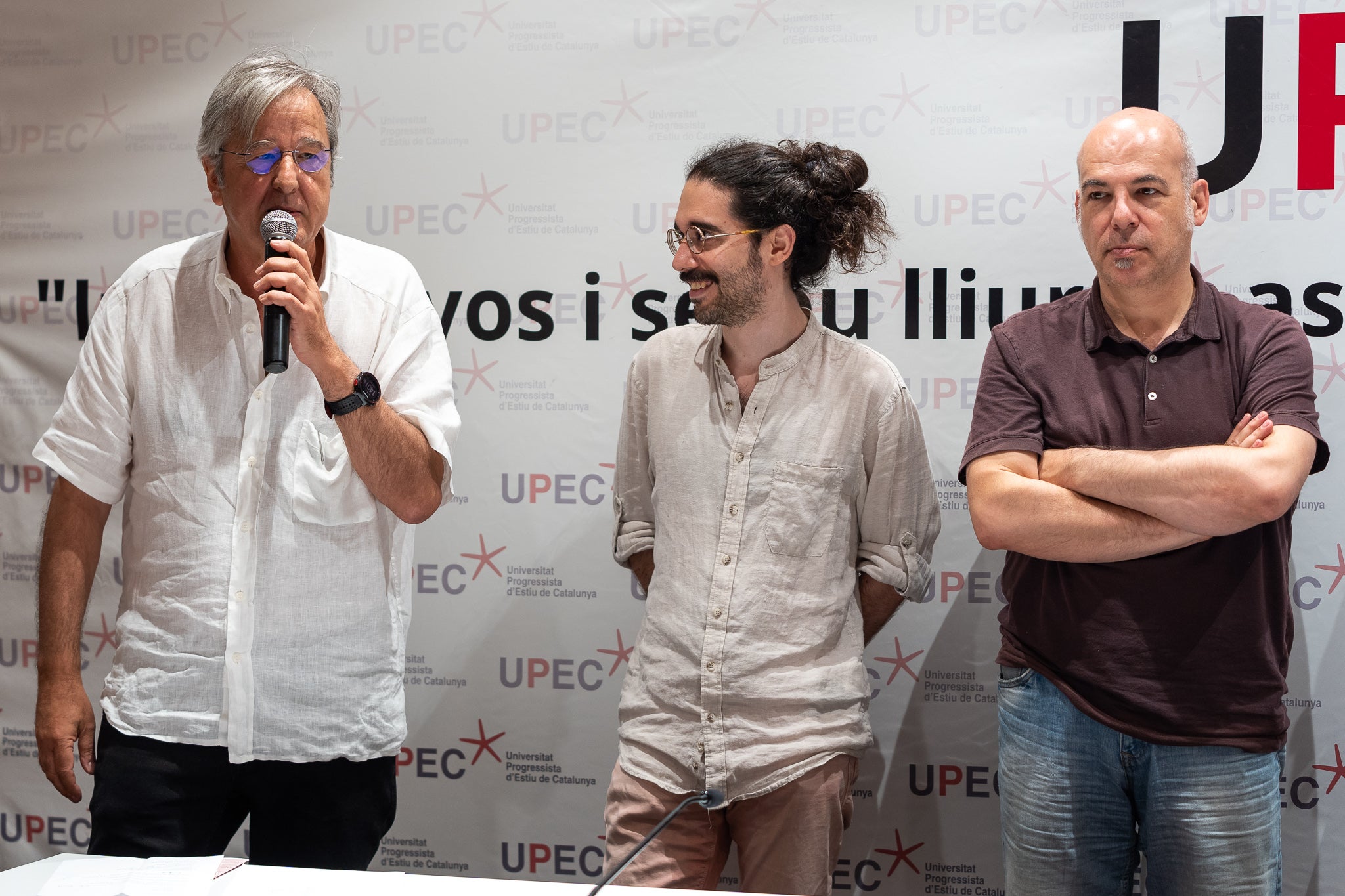 El rector emèrit de la UPEC, Jordi Serrano, l'actual rector i president de l'entitat, João França, i David Minoves, vocal de la UPEC, en l'edició de l'any passat / Pablo Castaño / UPEC
