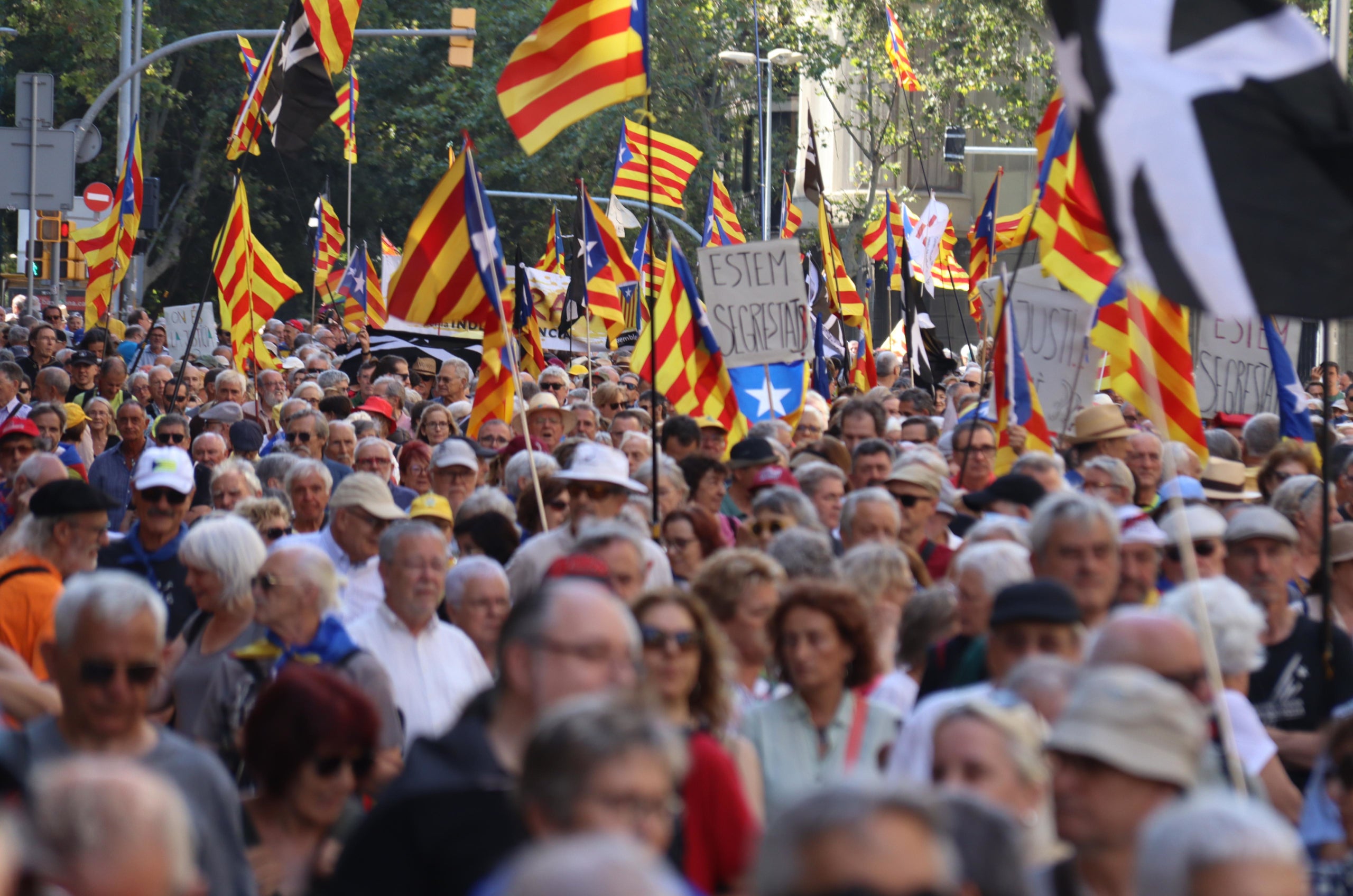 Multitud participant a la manifestació convocada per l'ANC contra la justícia per com està aplicant l'amnistia | Aina Martí (ACN)
