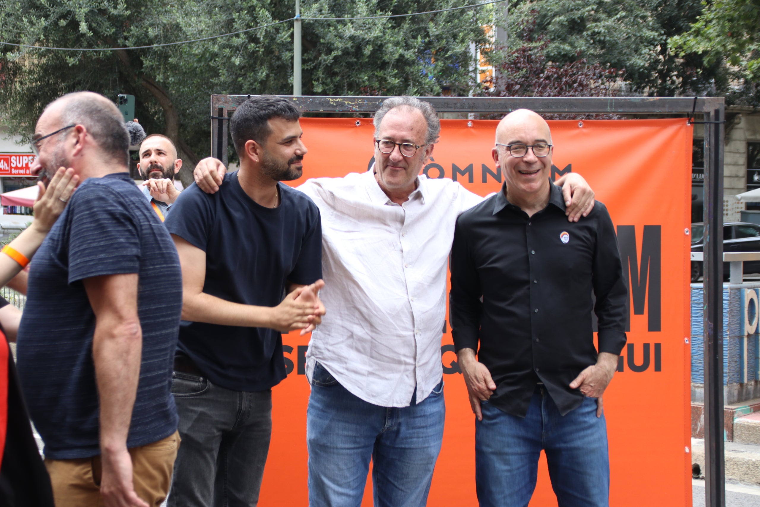 El president d'Òmnium, Xavier Antich, amb Ruben Wagensberg i Oriol Soler / ACN