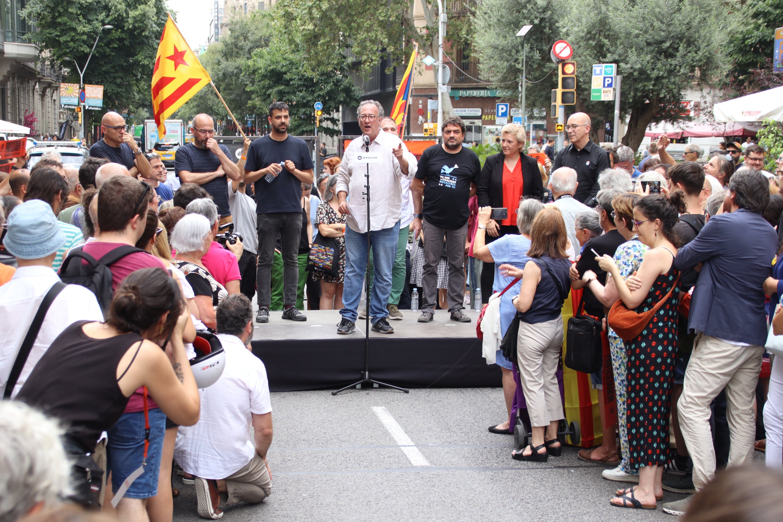 El president d'Òmnium, Xavier Antich, durant la seva intervenció a l'acte amb els exiliats / ACN