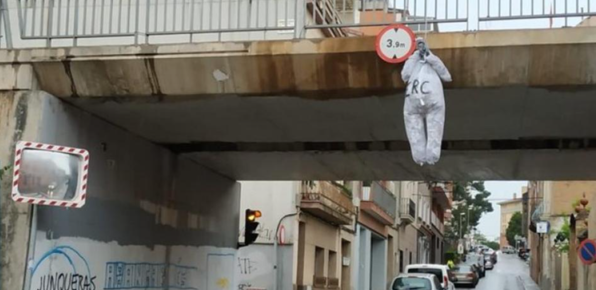 Imatge del ninot de Junqueras penjat a Sant Vicenç dels Horts el 2019  / Arxiu