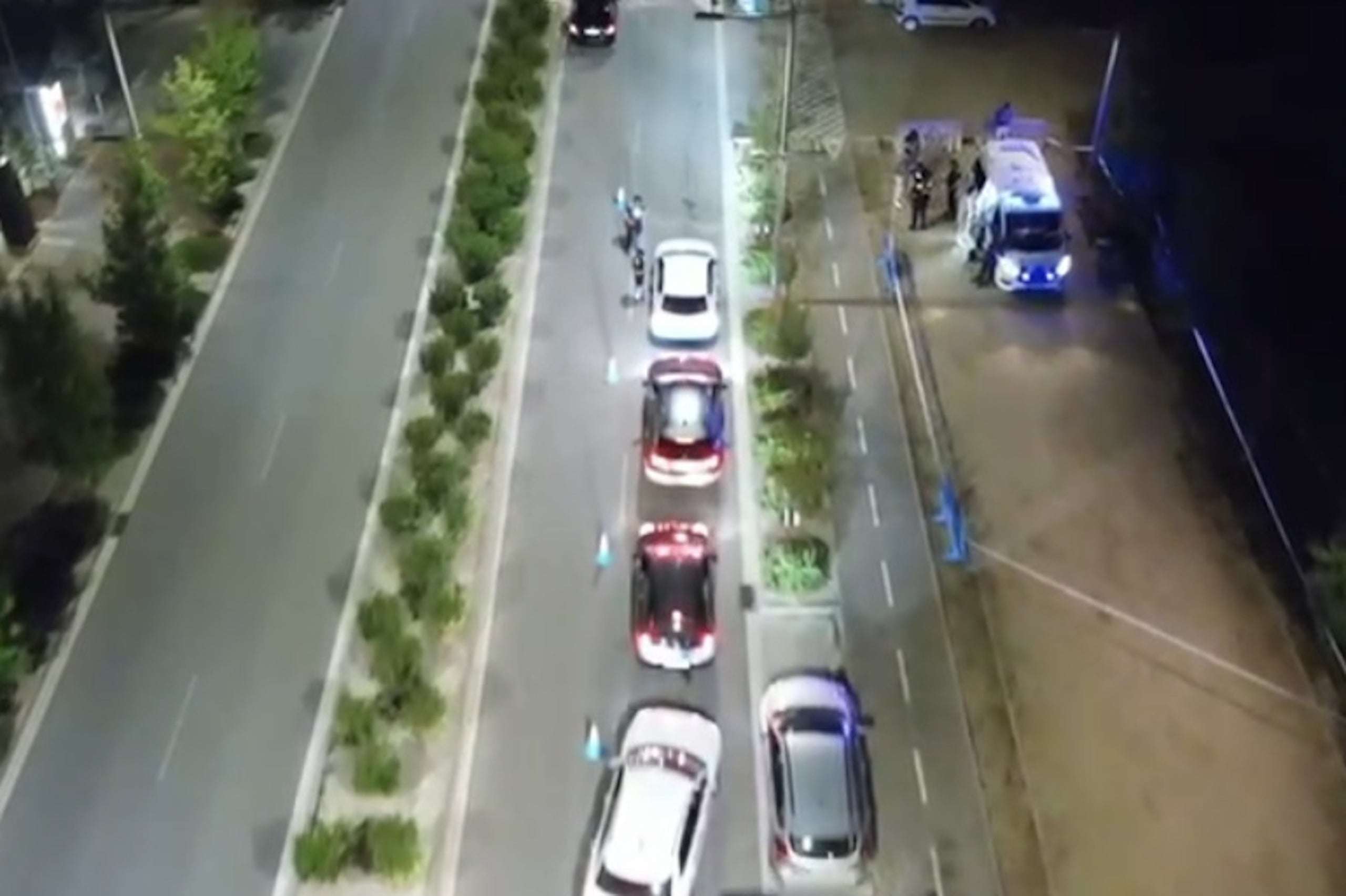 Imatge aèria d'un control policial a Palafrugell / Imatge cedida a l'ACN per la Policia Local de Palafrugell)
