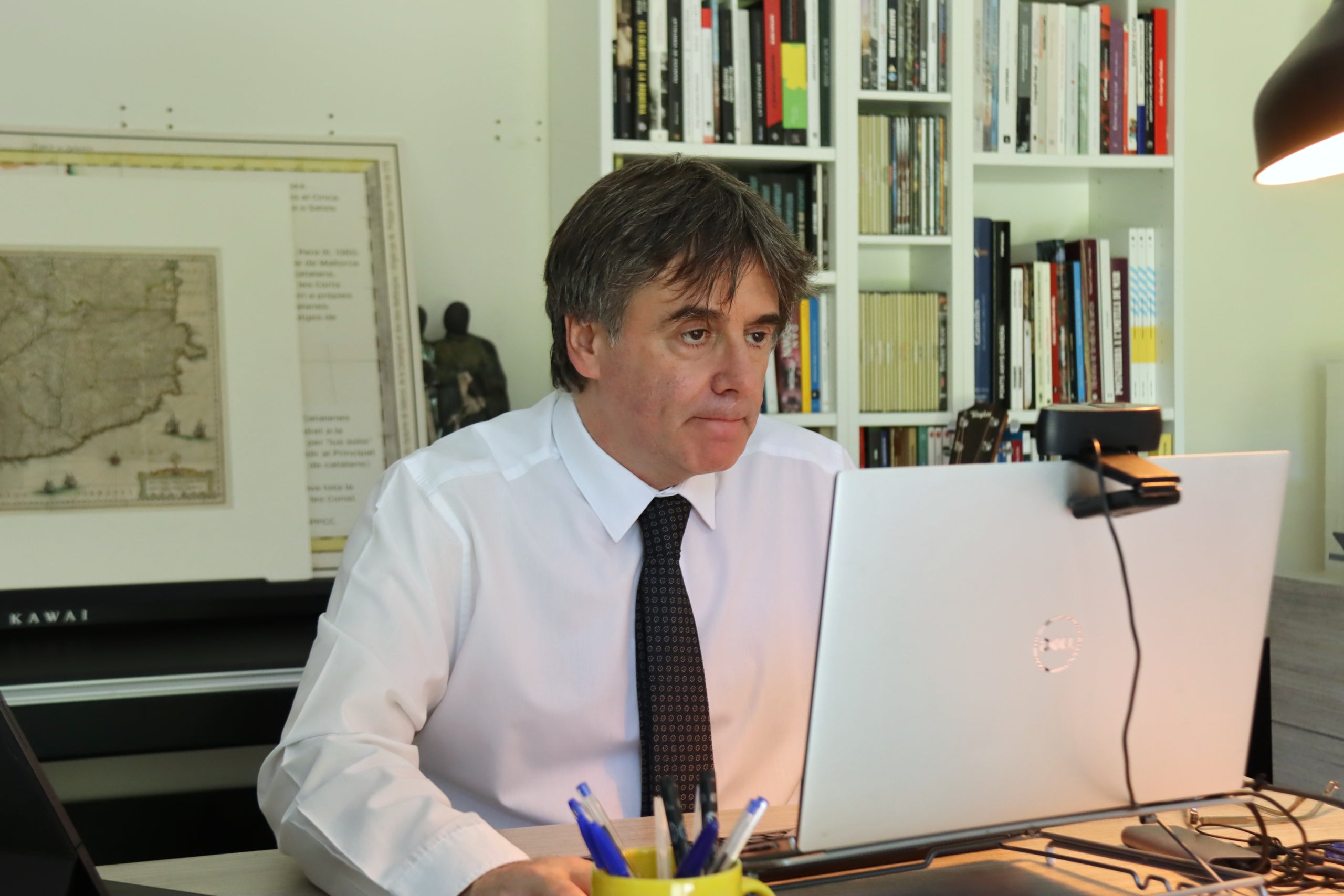 El president Carles Puigdemont, treballant des de la Casa de la República, a Waterloo / ACN