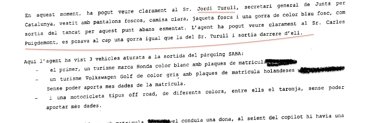 Part de l'atestat dels Mossos sobre el fiasco de la detenció de Puigdemont/Quico Sallés