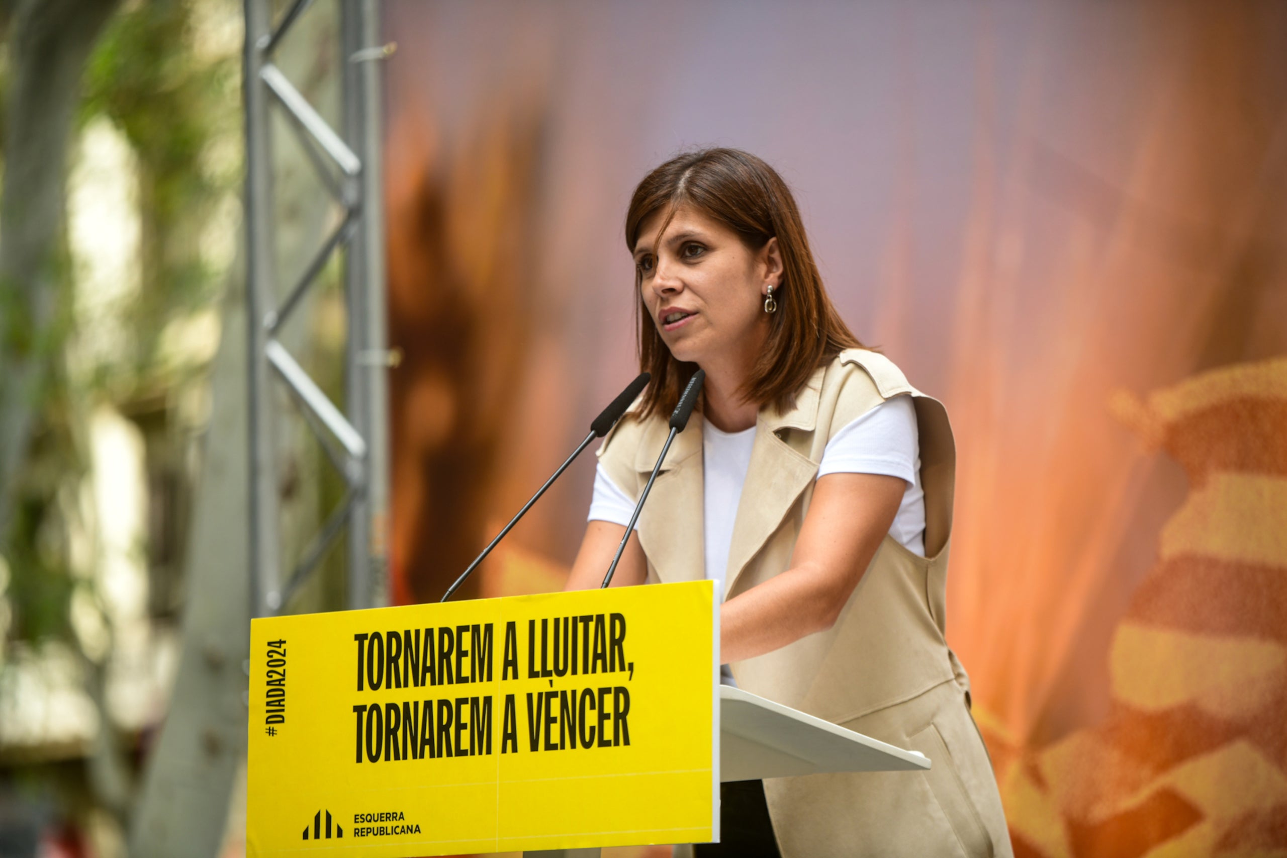 La secretària general adjunta i portaveu d'ERC, Marta Vilalta, en l'acte d'aquest dimecres / Bernat Vilaró (ACN)