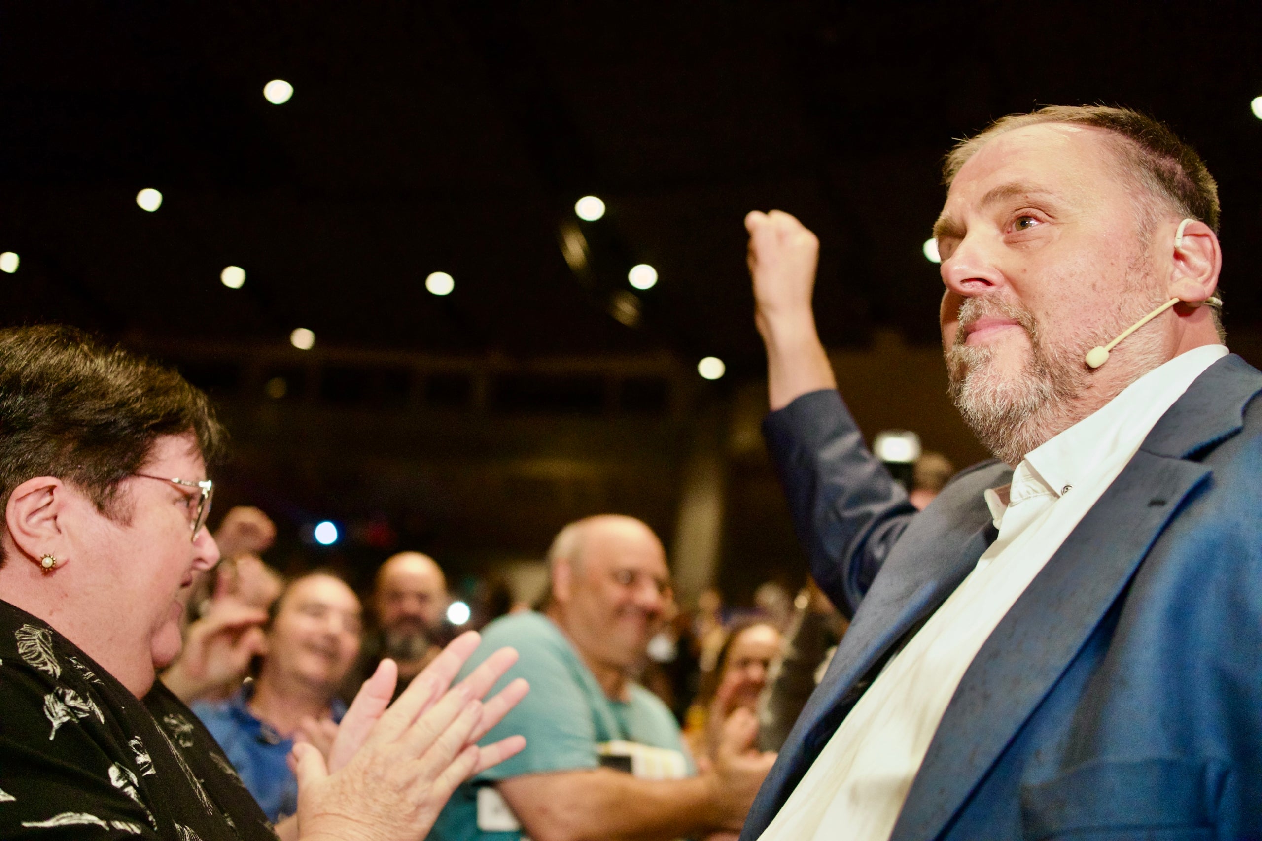 Oriol Junqueras, a l'entrada del teatre de La Passió d'Olesa de Montserrat/Mireia Comas 