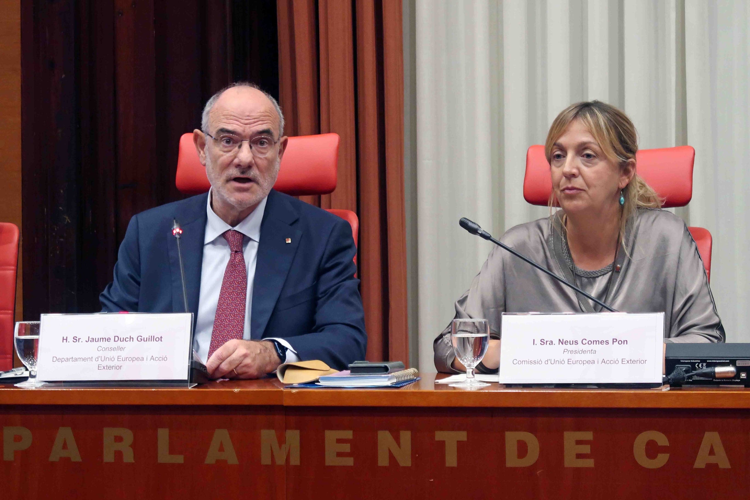 El conseller d'Unió Europea i Acció Exterior, Jaume Duch, en compareixença en comissió del Parlament / Parlament