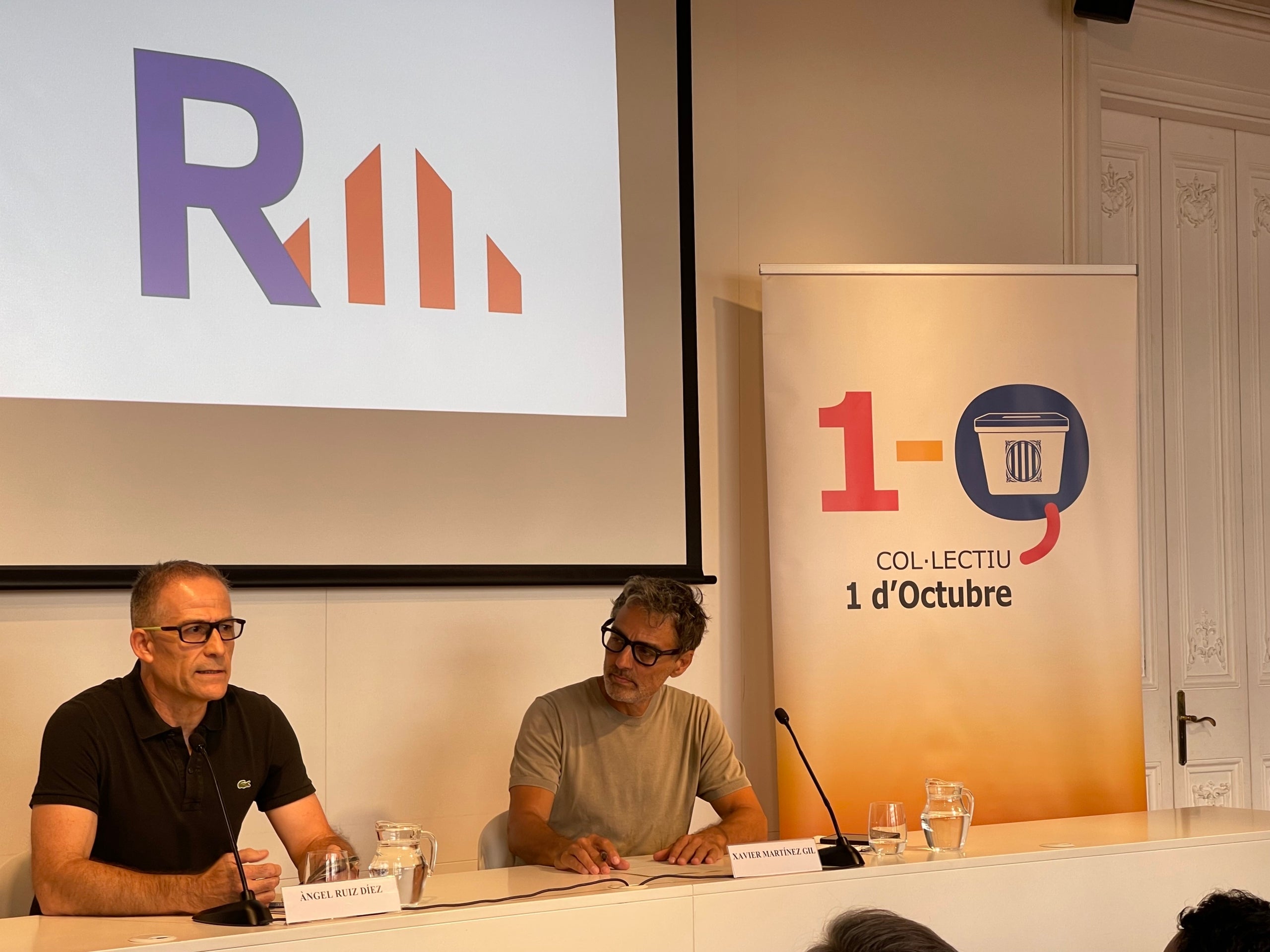 Àngel Ruiz i Xavier Martínez, en la presentació de la candidatura del Primer d'Octubre al Congrés d'ERC/Quico Sallés