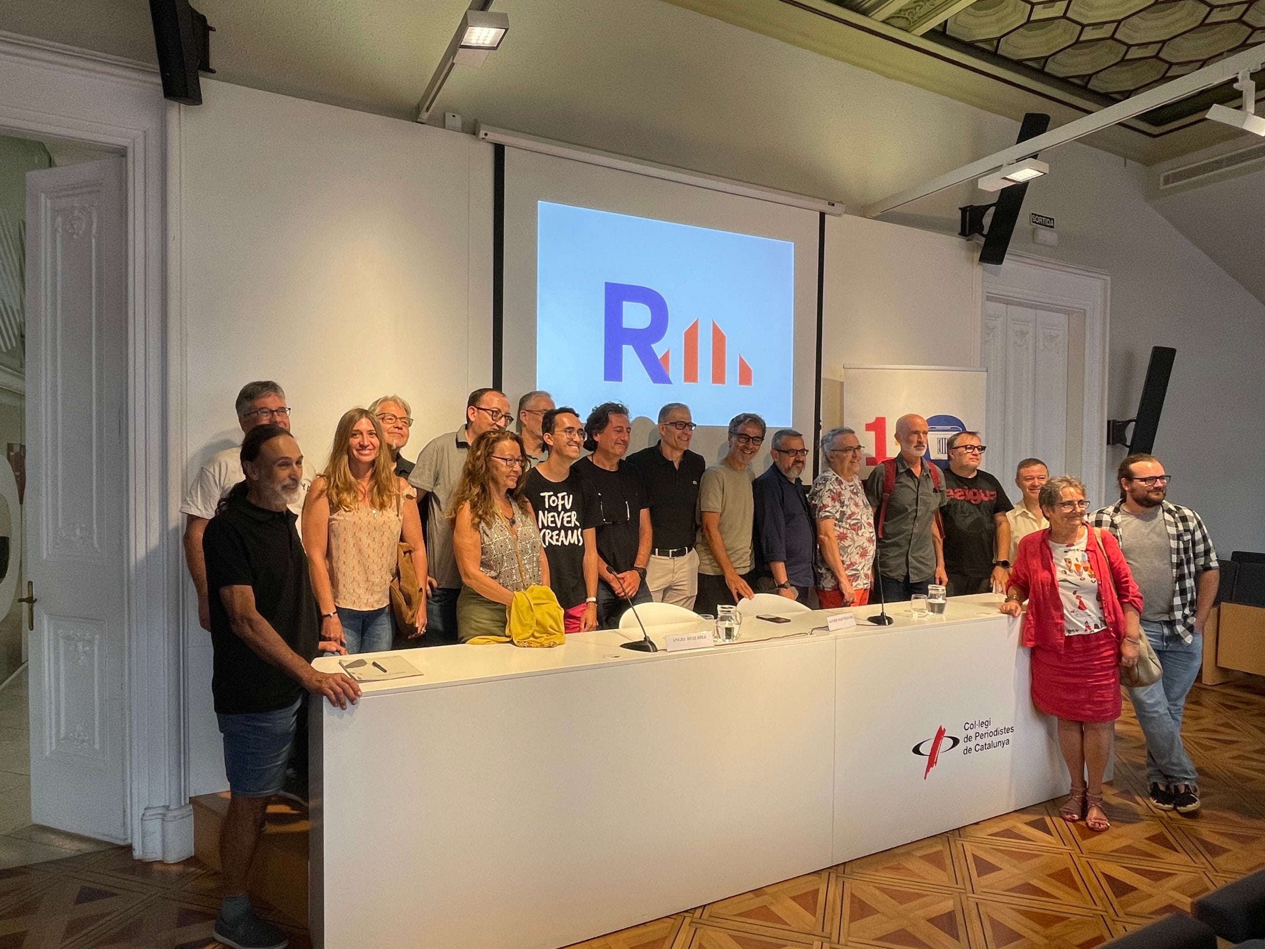 Membres del Col·lectiu Primer d'Octubre en el moment de presentar la candidatura al congrés d'ERC/Quico Sallés