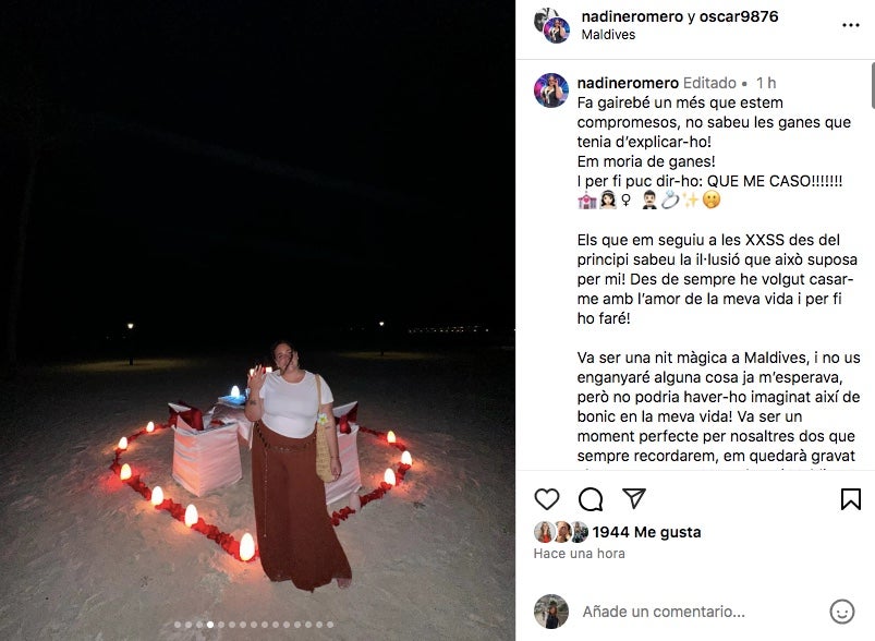 Nadine Romero publica fotos de la petició de matrimoni - Instagram
