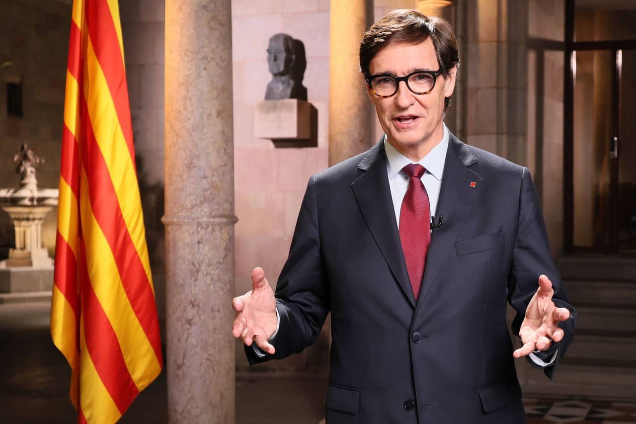 El president de la Generalitat de Catalunya, Salvador Illa, durant el missatge institucional | Generalitat 