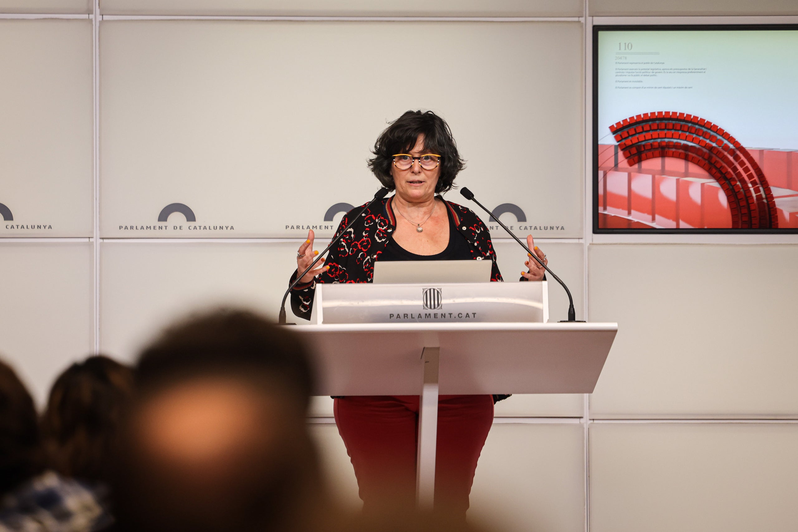 Pilar Castillejo, al faristol del Parlament/Nico Tomàs-ACN