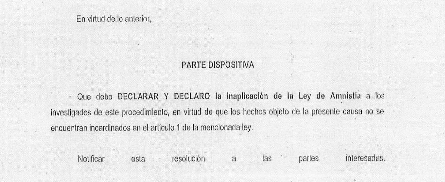Part de la resolució que nega l'aplicació de l'amnistia/Quico Sallés