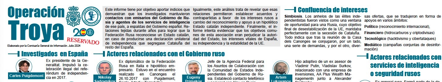 Part del dossier de l'operació Troya que investiga la ingerència russa del Procés/Quico Sallés