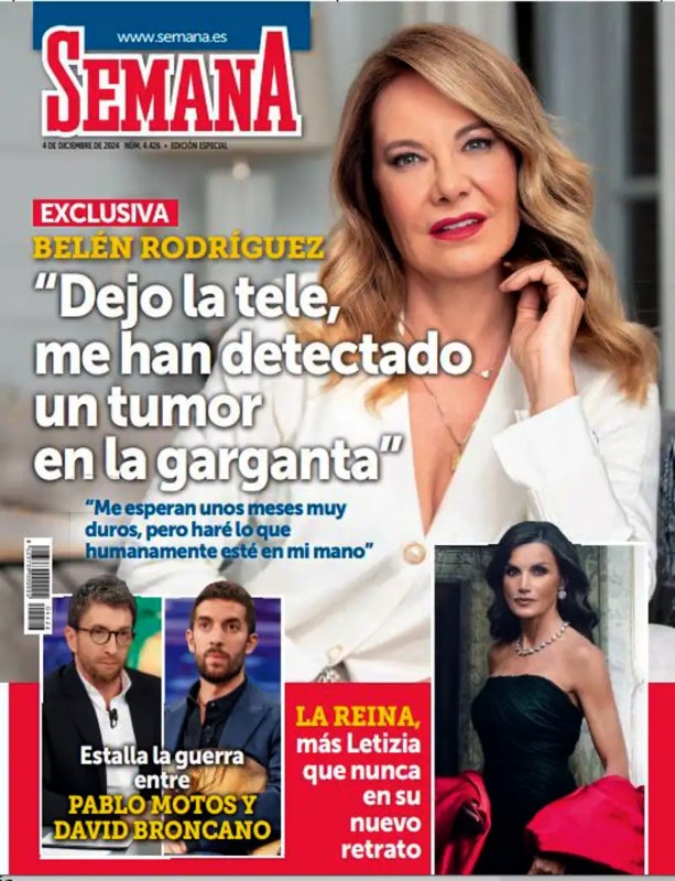 Belén Rodríguez, de baja por el tumor que le han encontrado en la garganta - Semana