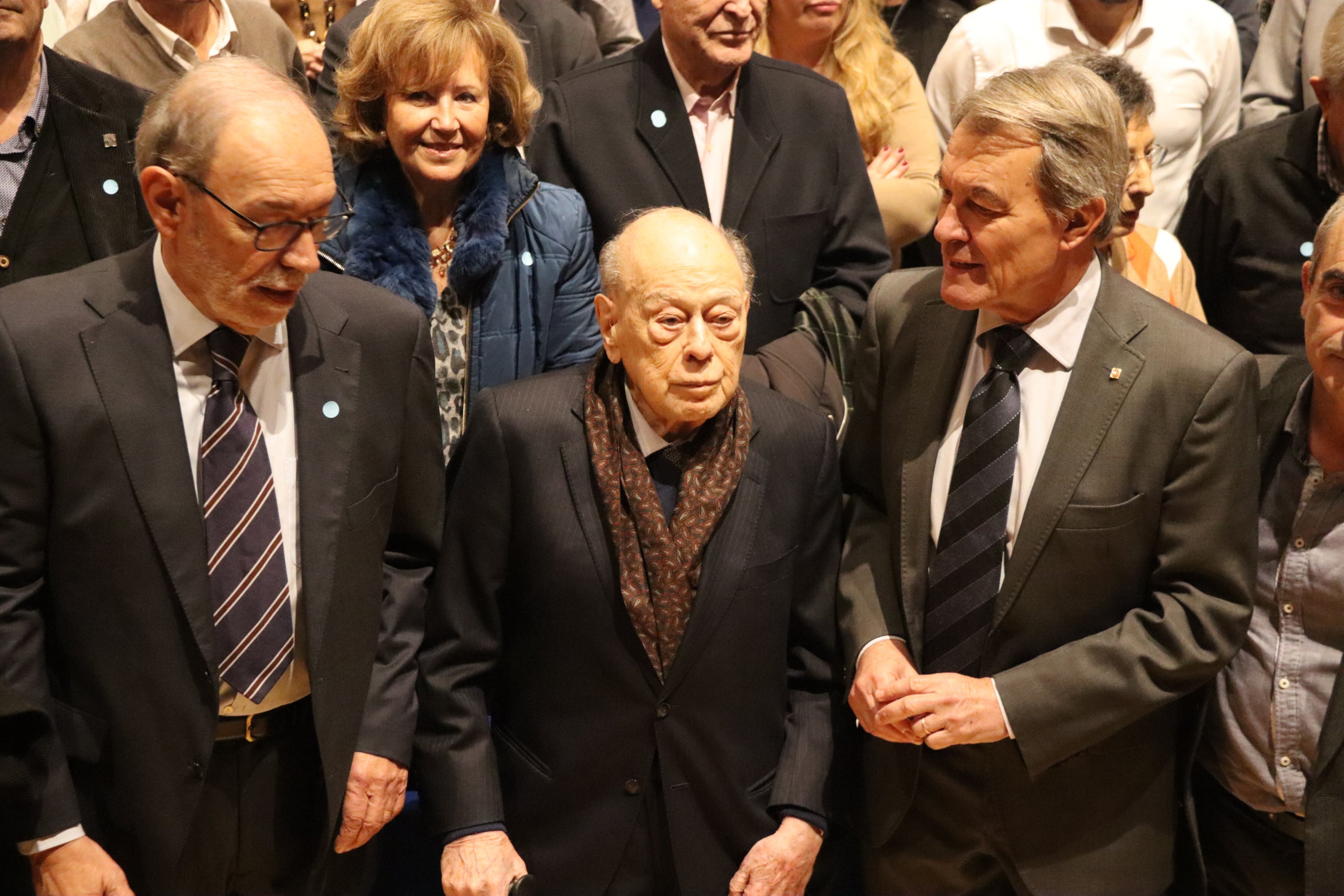 Jordi Pujol al costat d'Artur Mas i de Manel Vila a Castellterçol / Mar Martí / ACN
