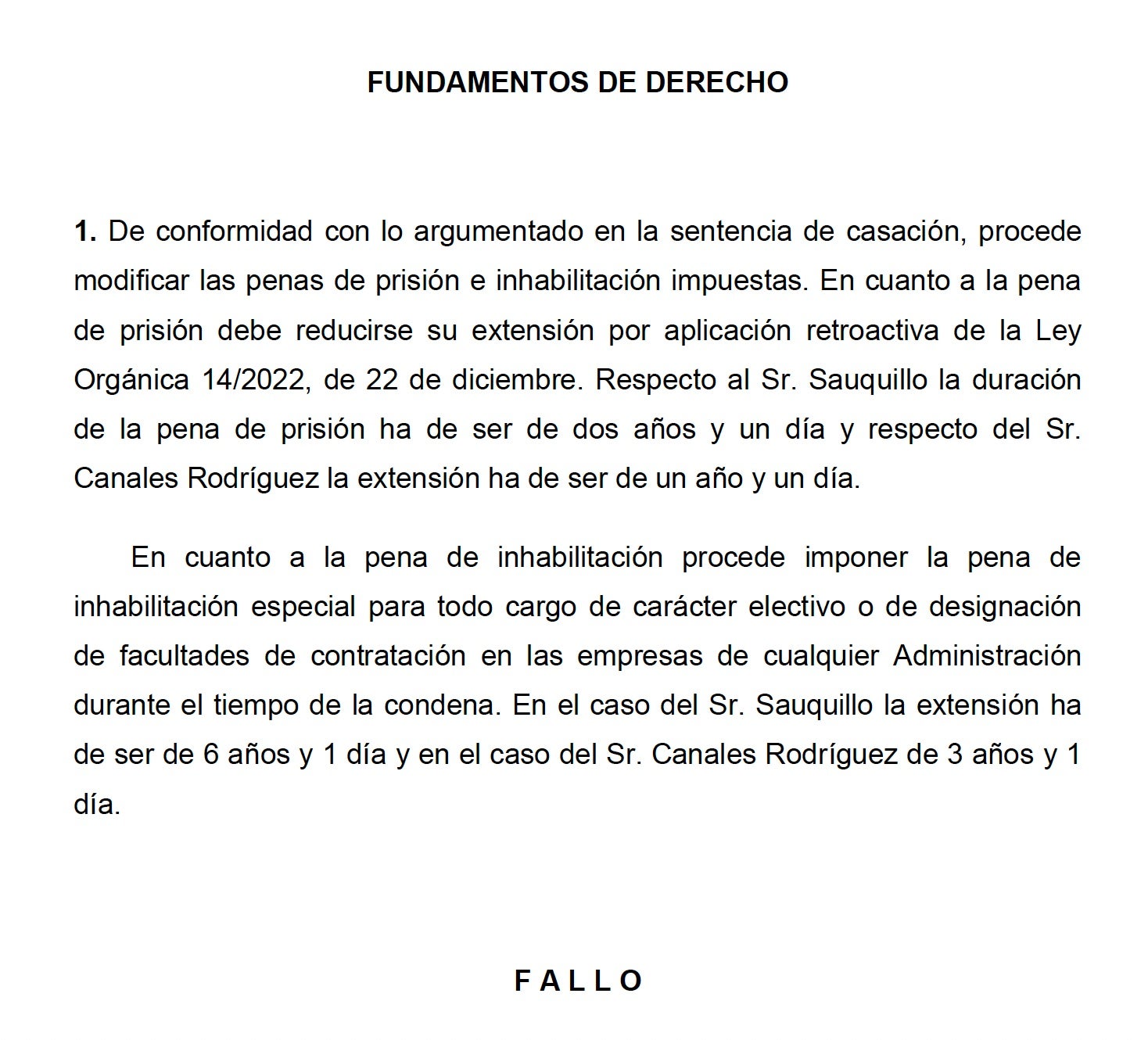 Part de la sentència on exposen que apliquen la reforma de la malversació/QS