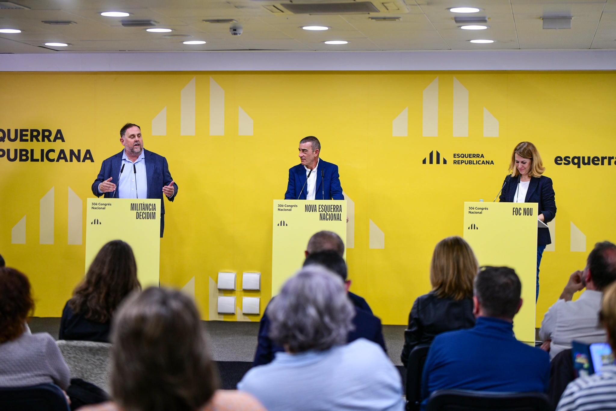 Una imatge del debat entre Oriol Junqueras, Xavier Godàs i Helena Solà/ERC
