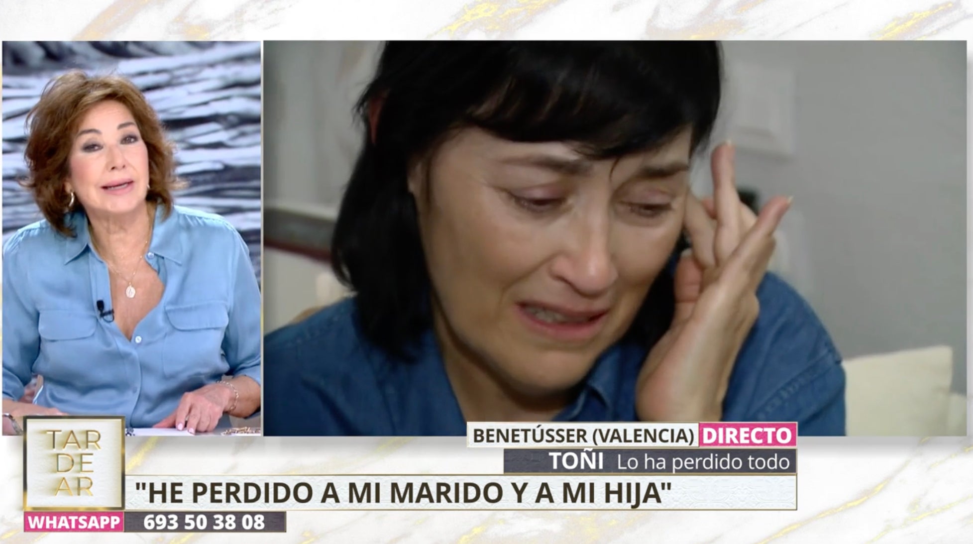 Toñi, la funcionaria que ha perdido al marido y a la hija, denuncia la frialdad de la consejera Nuria Montes / Captura de pantalla de Telecinco