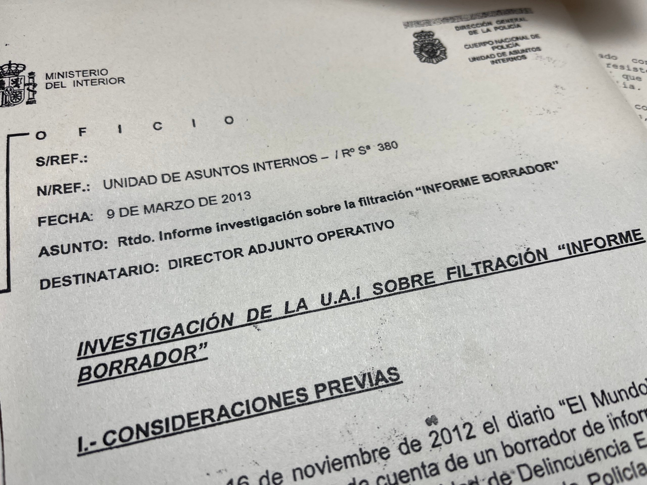 Part de l'informe de la UAI sobre les primeres informacions de suposades 