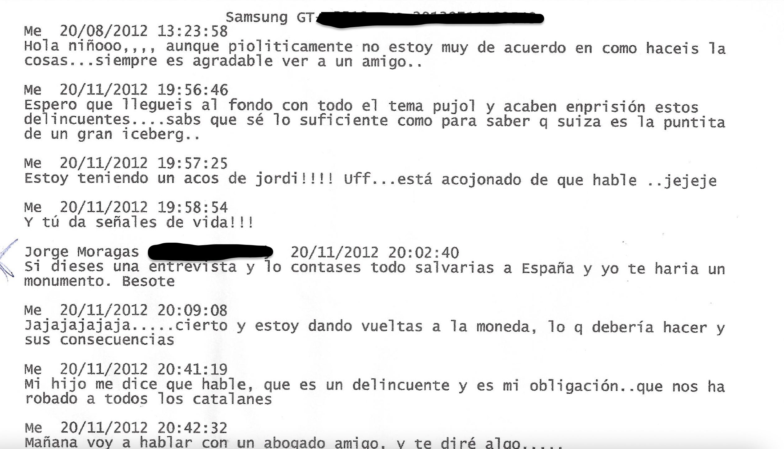 Els whatsapp entre Moragas i Victòria Álvarez/QS