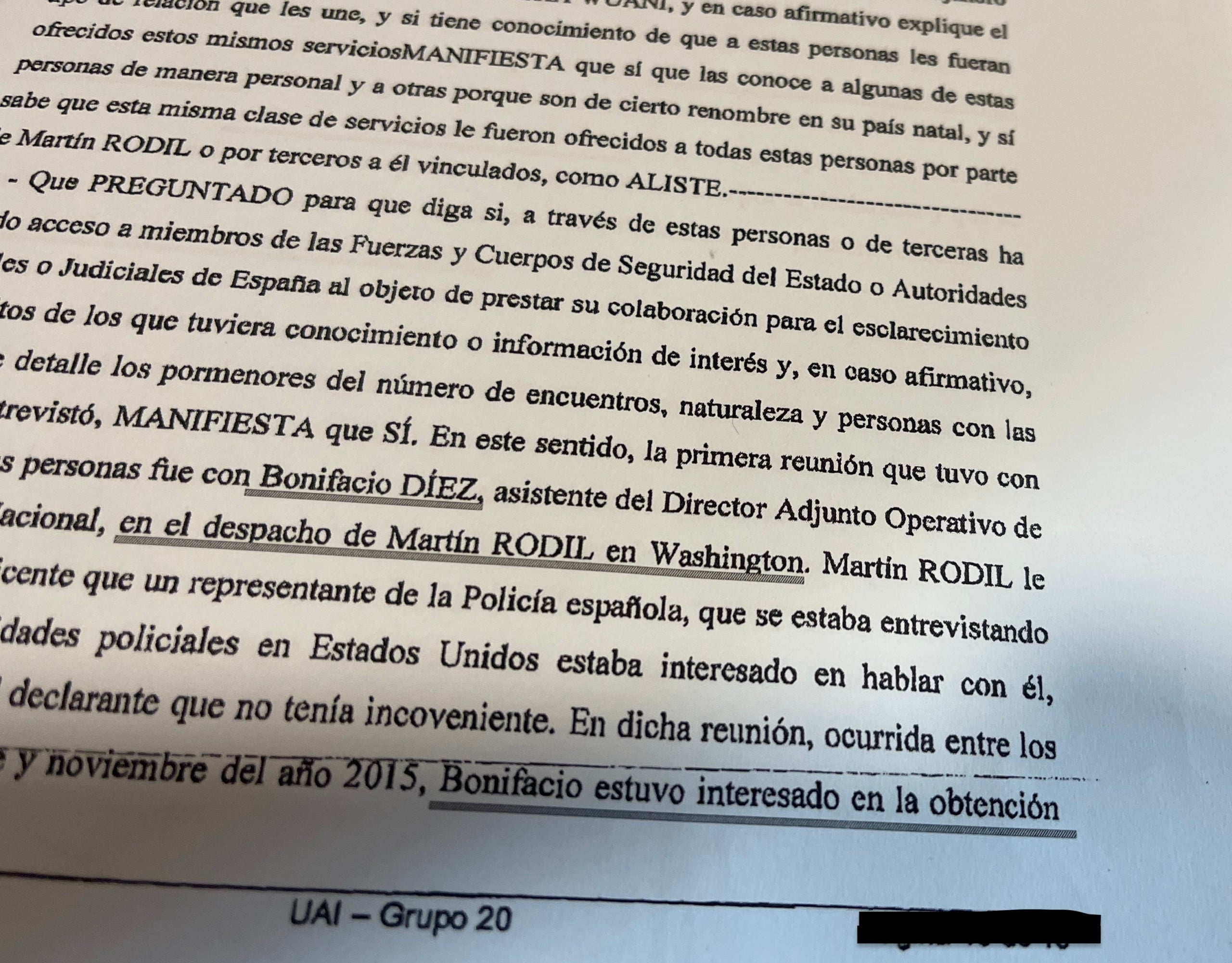 Part de la declaració de Villalobos davant Afers Interns de la Policia/QS