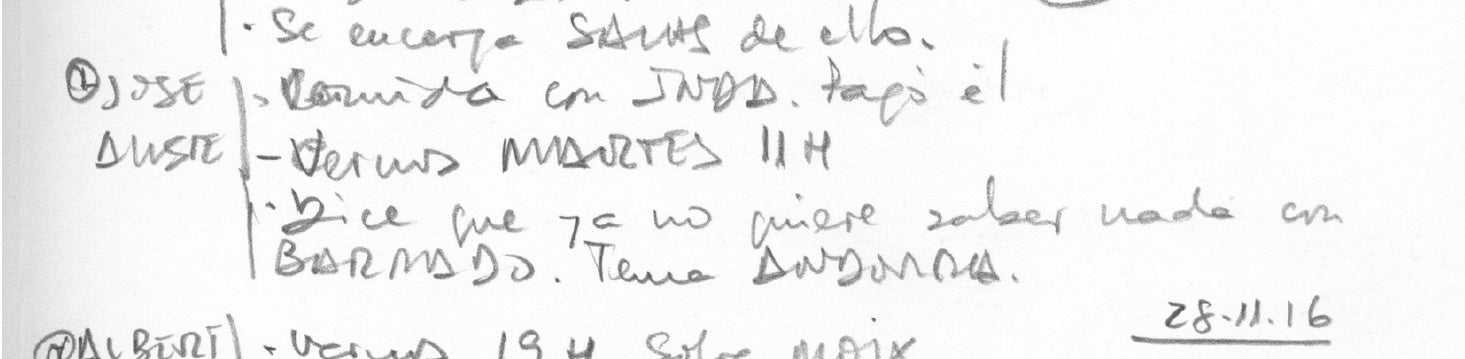 Una de les moltes anotacions de Villarejo amb Aliste, en concret una del 26 de novembre del 16, on treuen a debat la qüestió d'Andorra/QS