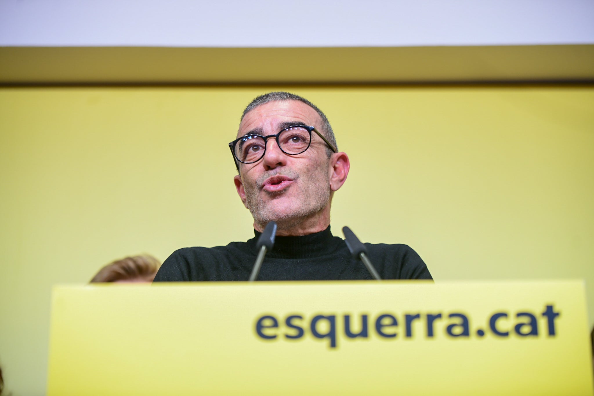 Xavier Godàs durante la rueda de prensa para valorar los resultados / Marc Puig / Esquerra Republicana