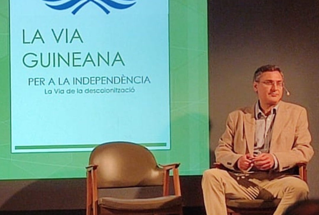 Jordi Castellà, en una de les seves presentacions de la Via Guineana/Jordi Castellà