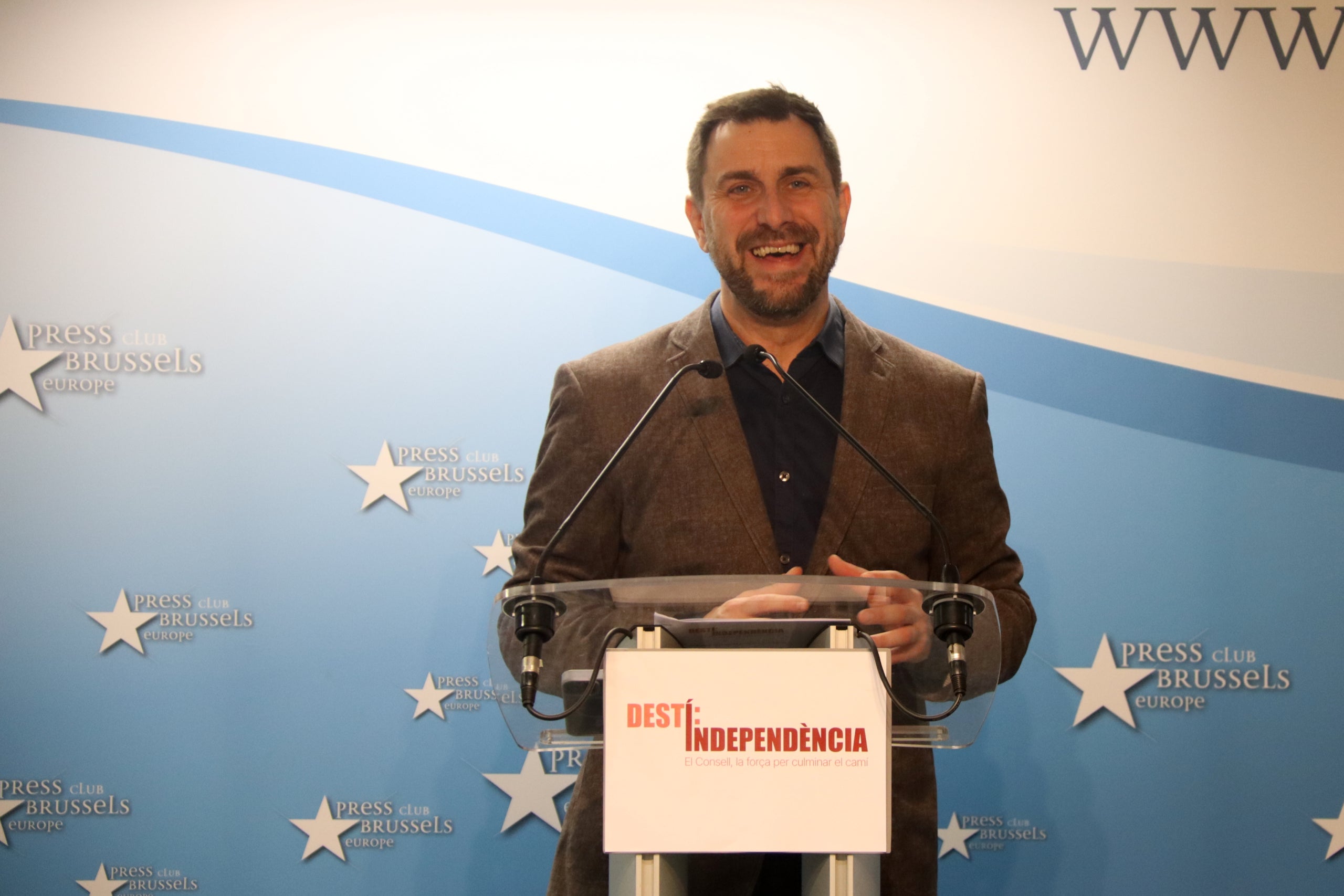 Toni Comín en una roda de premsa per presentar la seva candidatura a la presidència del Consell de la República / ACN