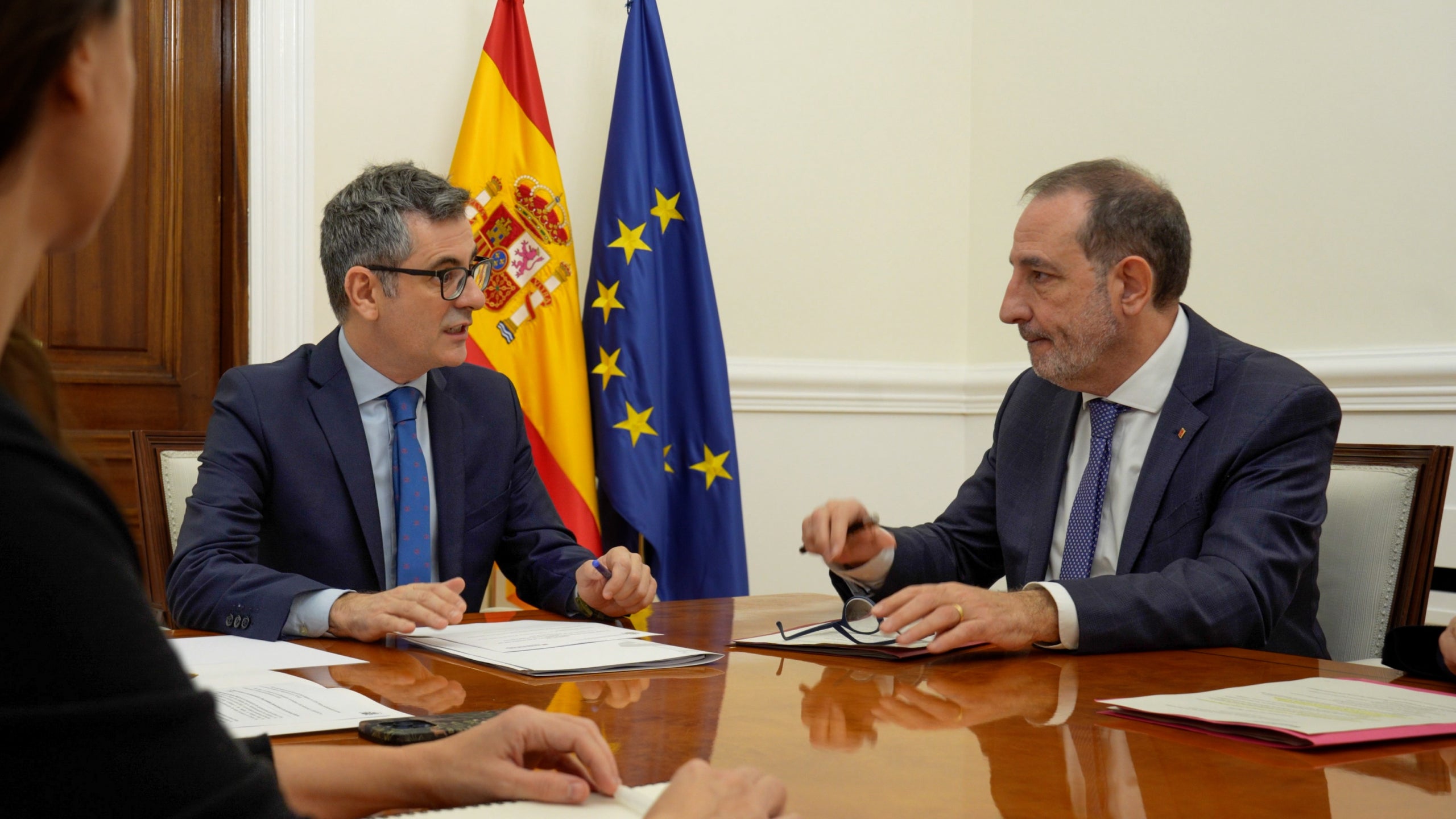 El ministre Bolaños i el conseller Ramon Espadaler, en la trobada a Madrid el passat 27 de desembre/Justícia
