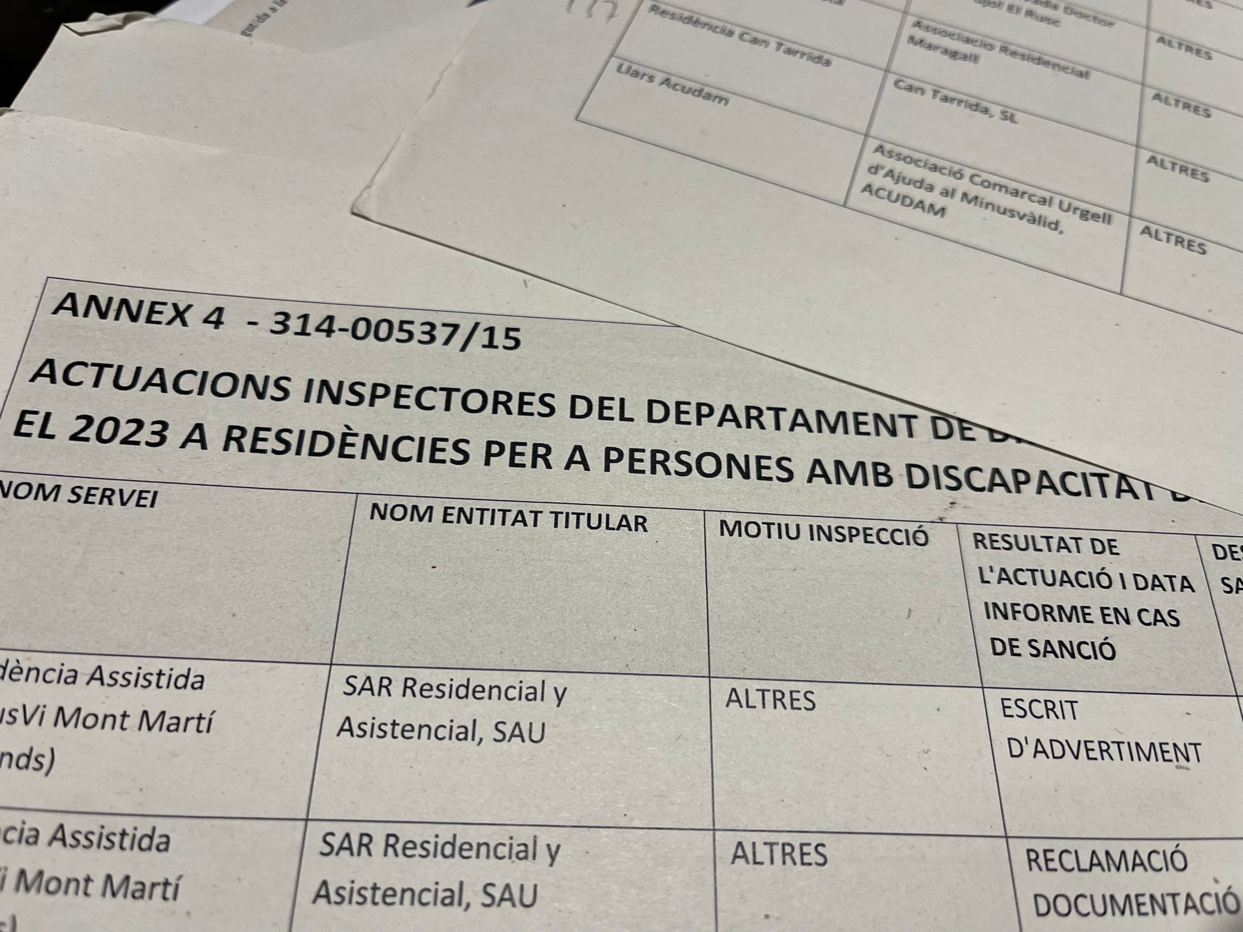 Parte del informe sobre las inspecciones a los centros para discapacitados/Quico Sallés