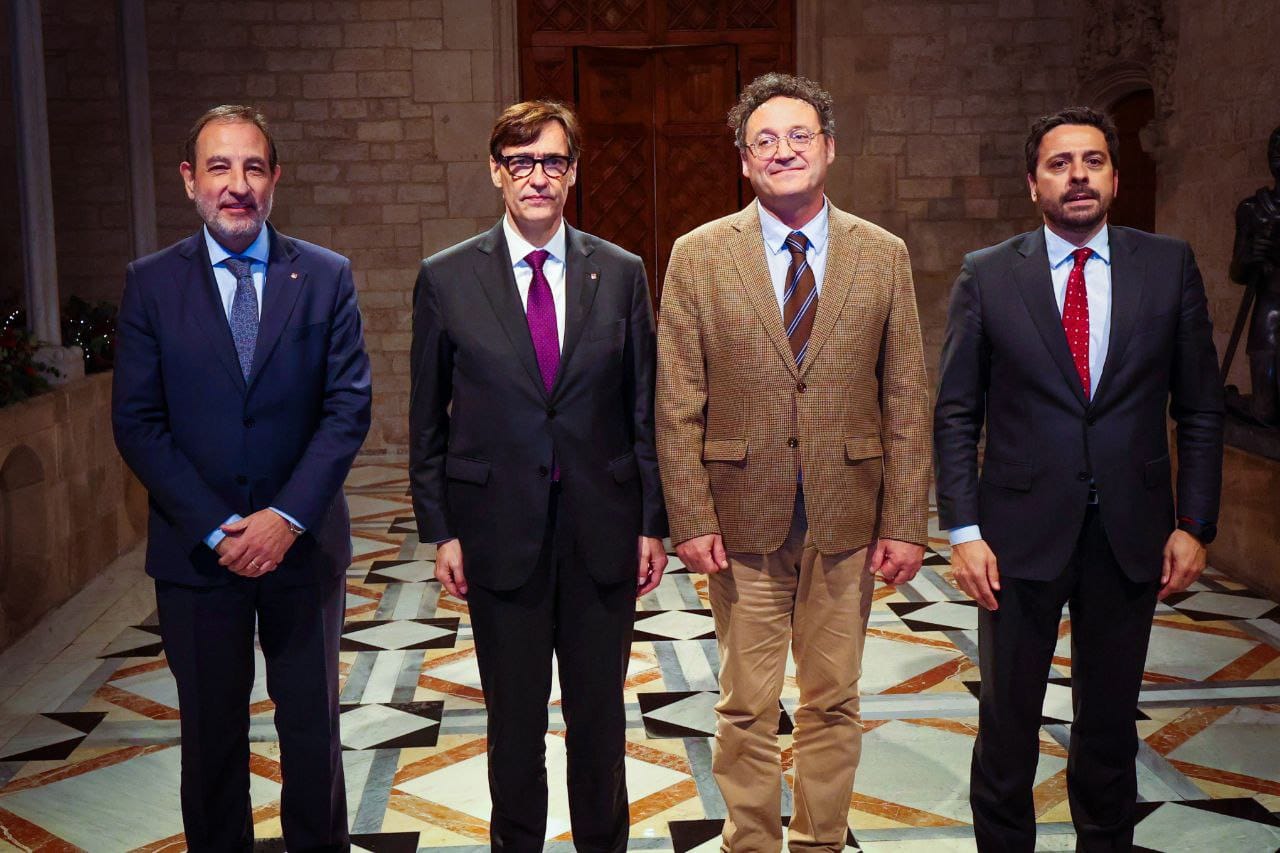 Ramon Espadaler, Salvador Illa i Álvaro García Ortiz, en la trobada a Palau el passat 18 de desembre/Jordi Berdmar/Presidència