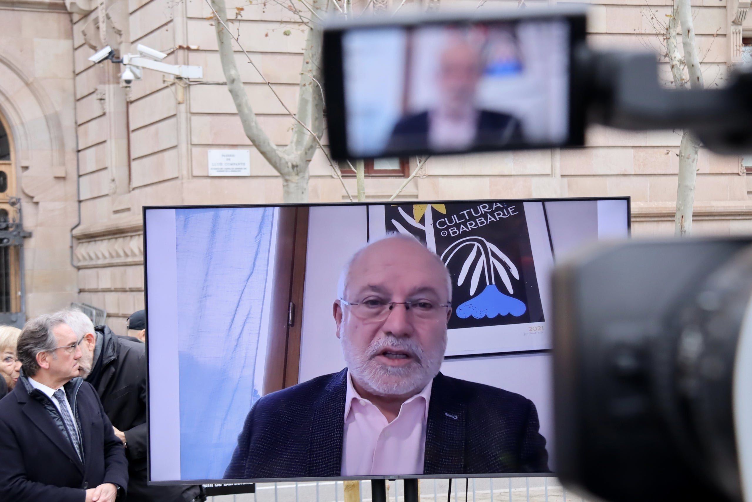 Lluís Puig, en el vídeo que se ha visionado antes de comenzar el juicio ante el TSJC / ACN